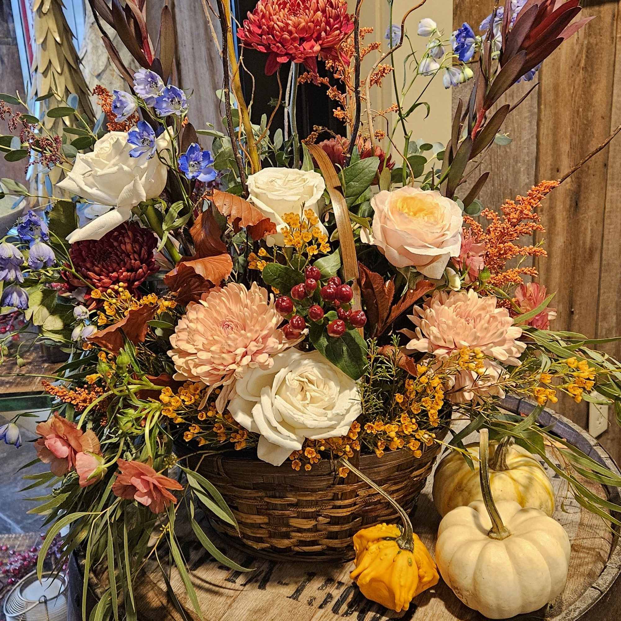 large floral toppers can be in front of arbors, on top of