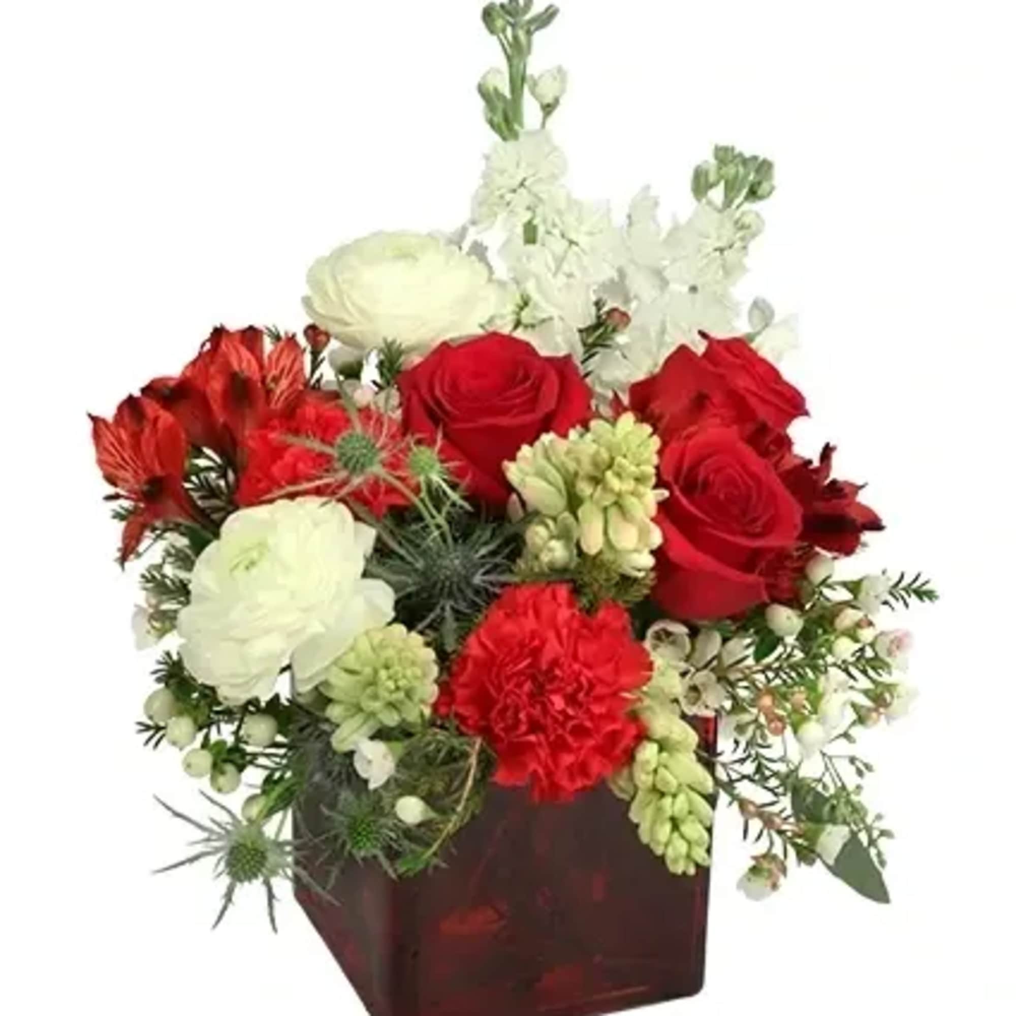 An exquisite array of beautiful reds, whites, and greens, Luscious Charm is