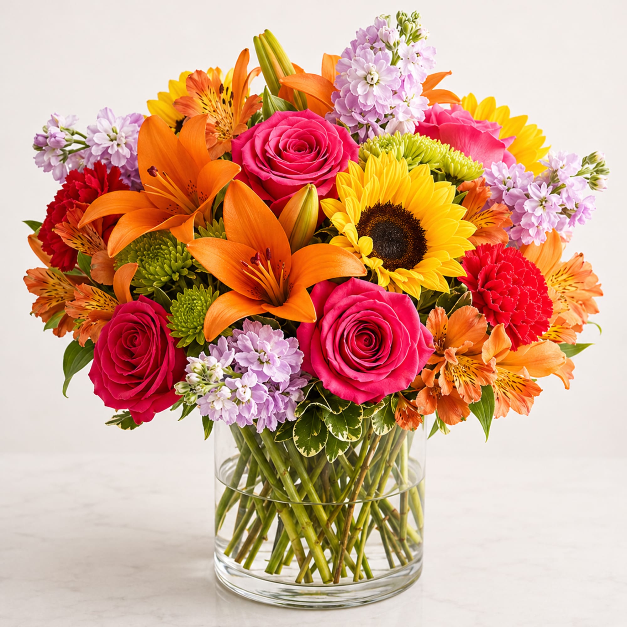 Bursting with warmth and vibrant color, Sunset Celebration Bouquet&trade; is a stunning