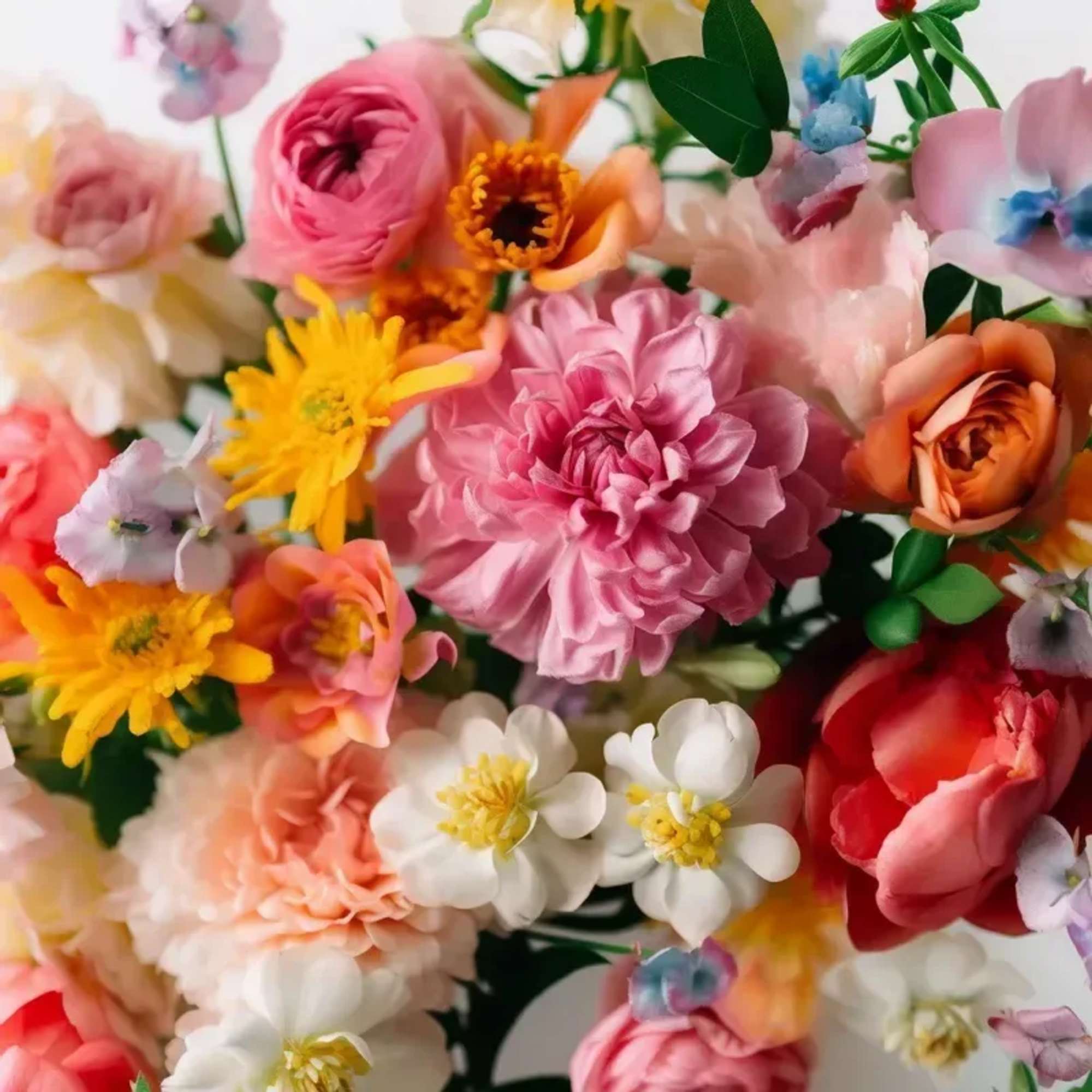 An arrangement of seasonal blooms Wildflower Style arranged no vase. PLEASE NOTE: