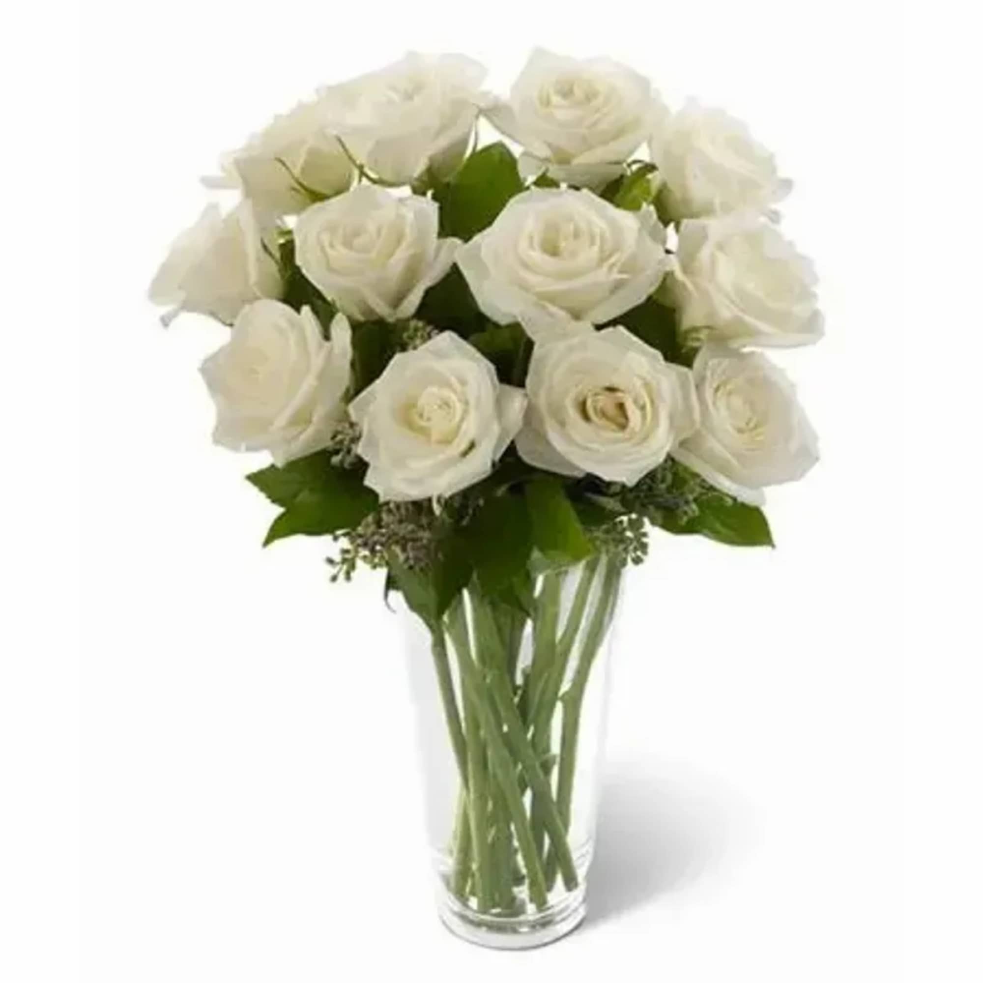 The FTD White Rose Bouquet offers a rare beauty of simple elegance