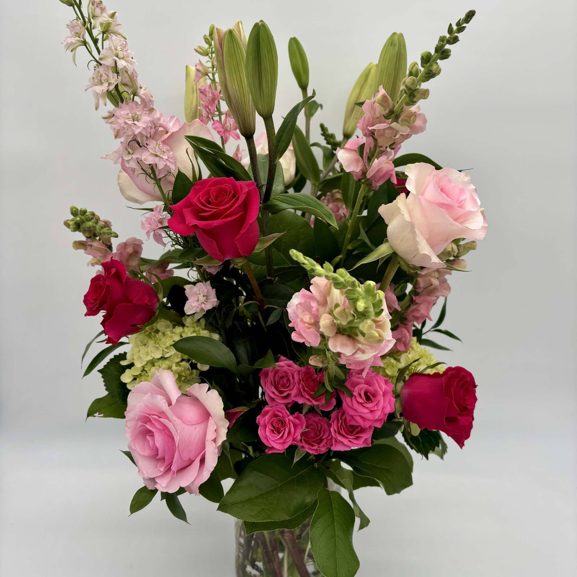 A luxurious gift fit for royalty, this bouquet is bursting with pink