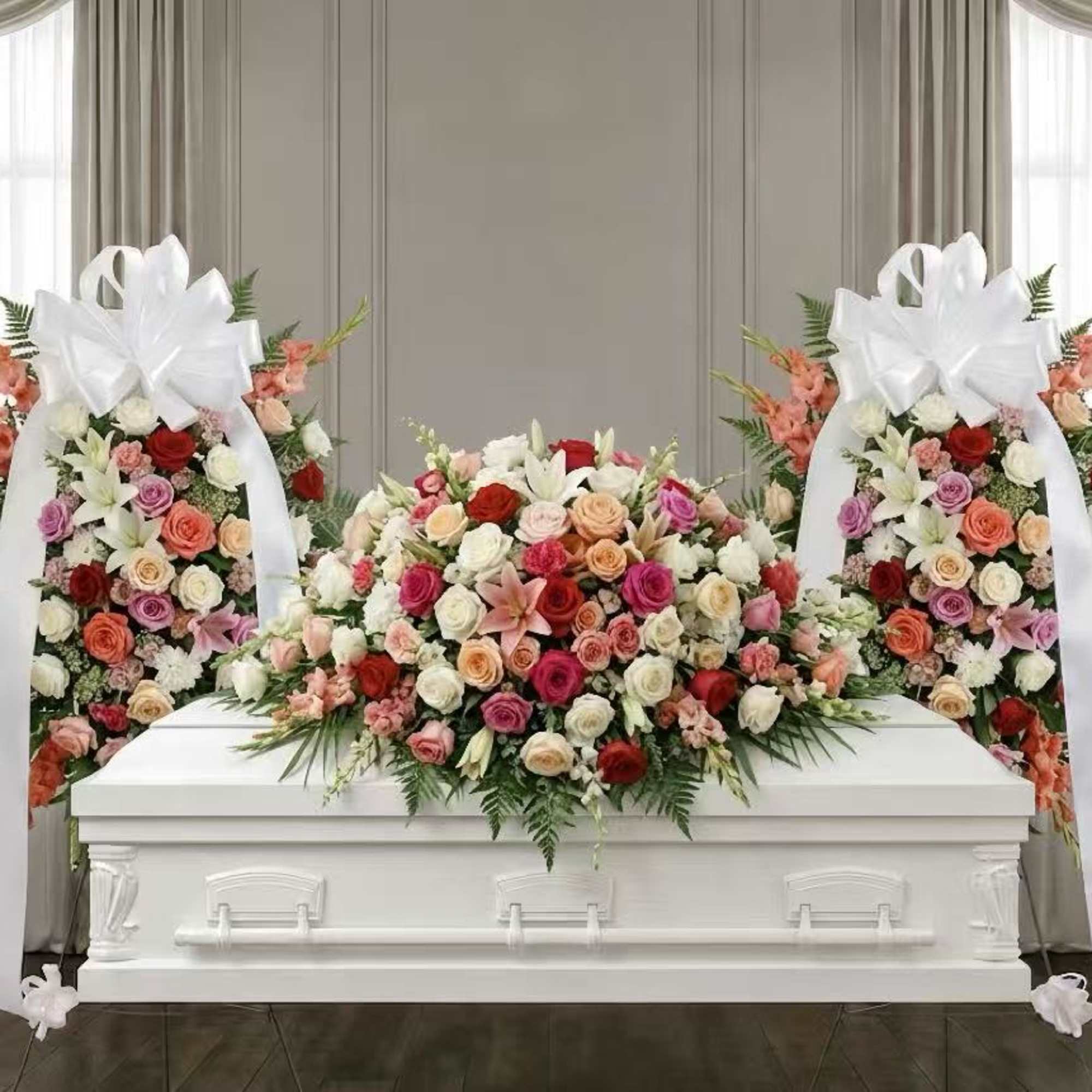 standing sprays, casket cover, sympathy basket
