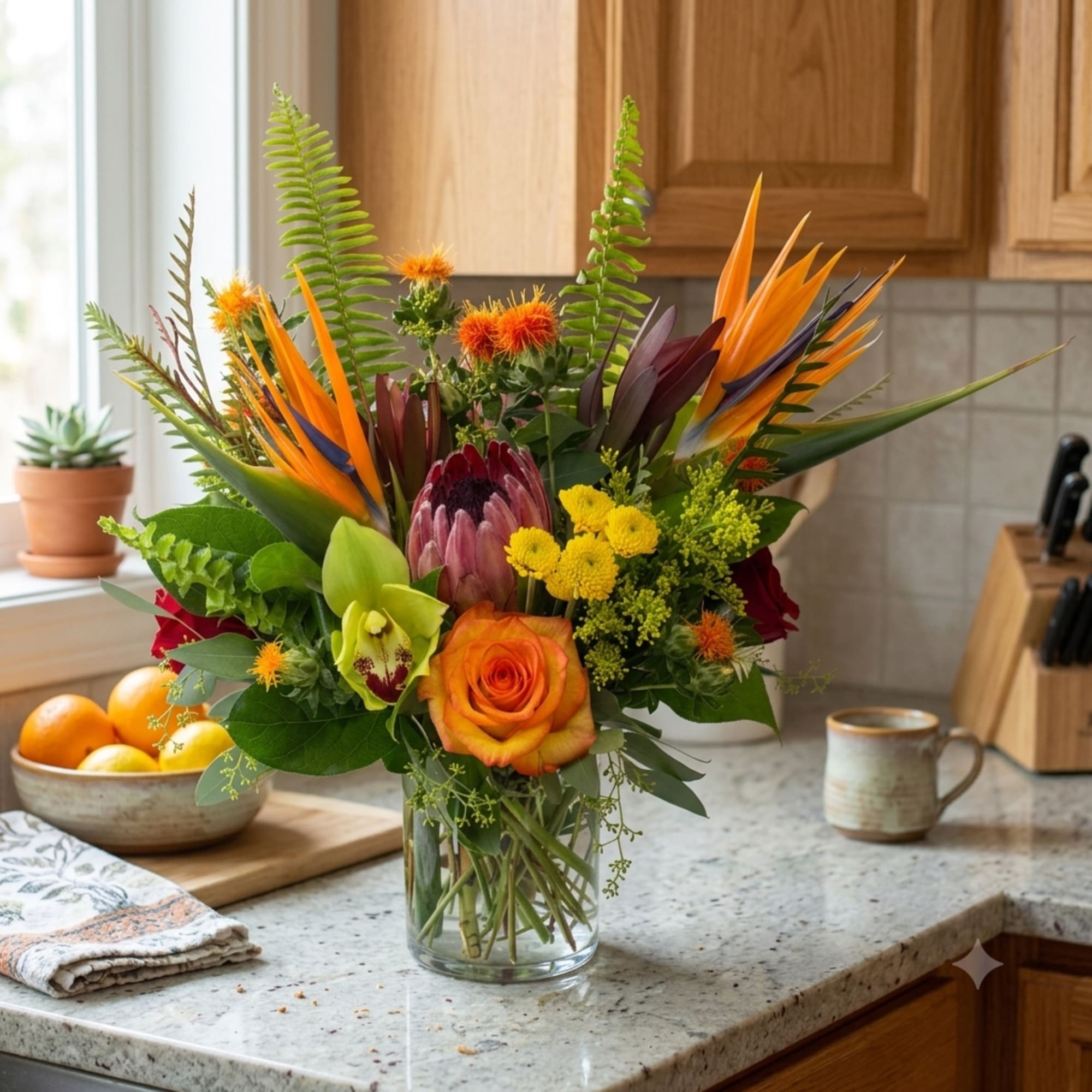 Mix of tropical flowers 