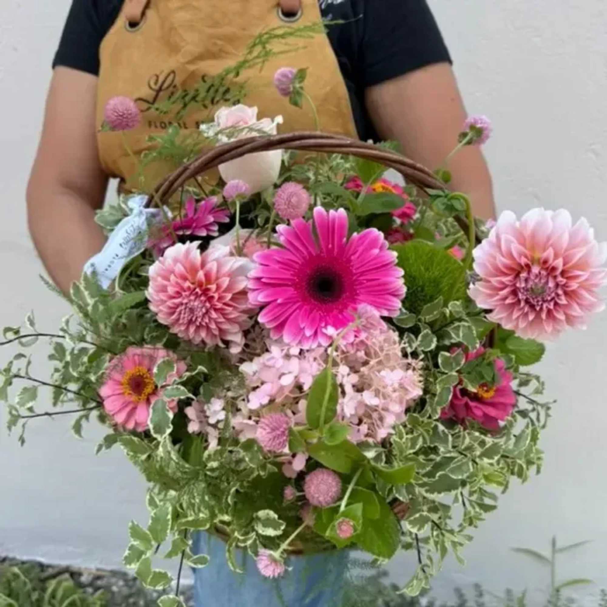 Surprise your loved ones with The Brambled, a rustic flower basket bursting
