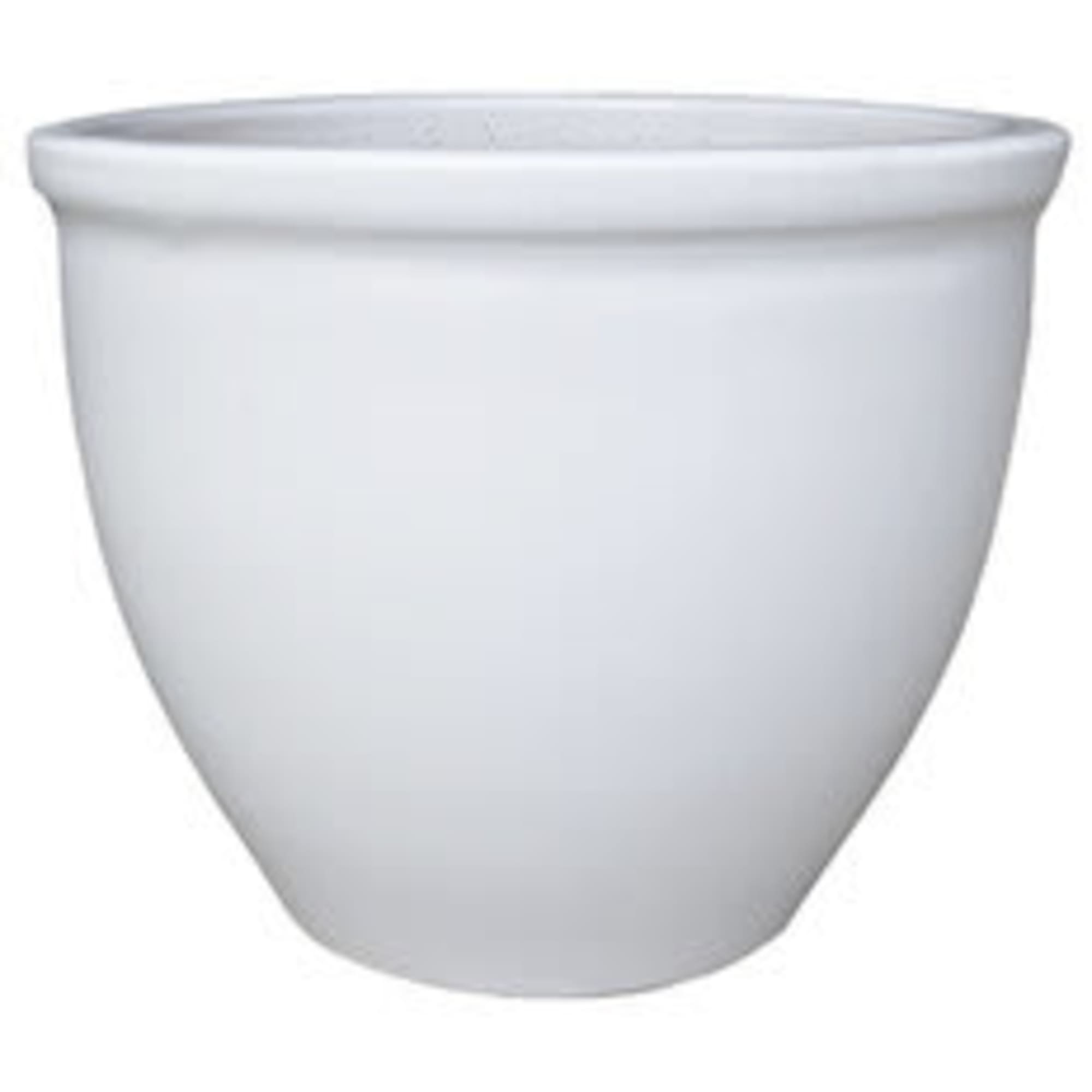White ceramic planter pot with a wide rim