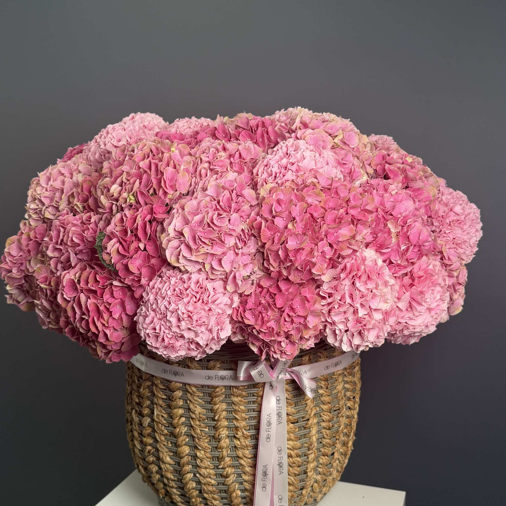 A soft, romantic statement piece featuring lush premium hydrangeas in layered shades, photo 2 of 4