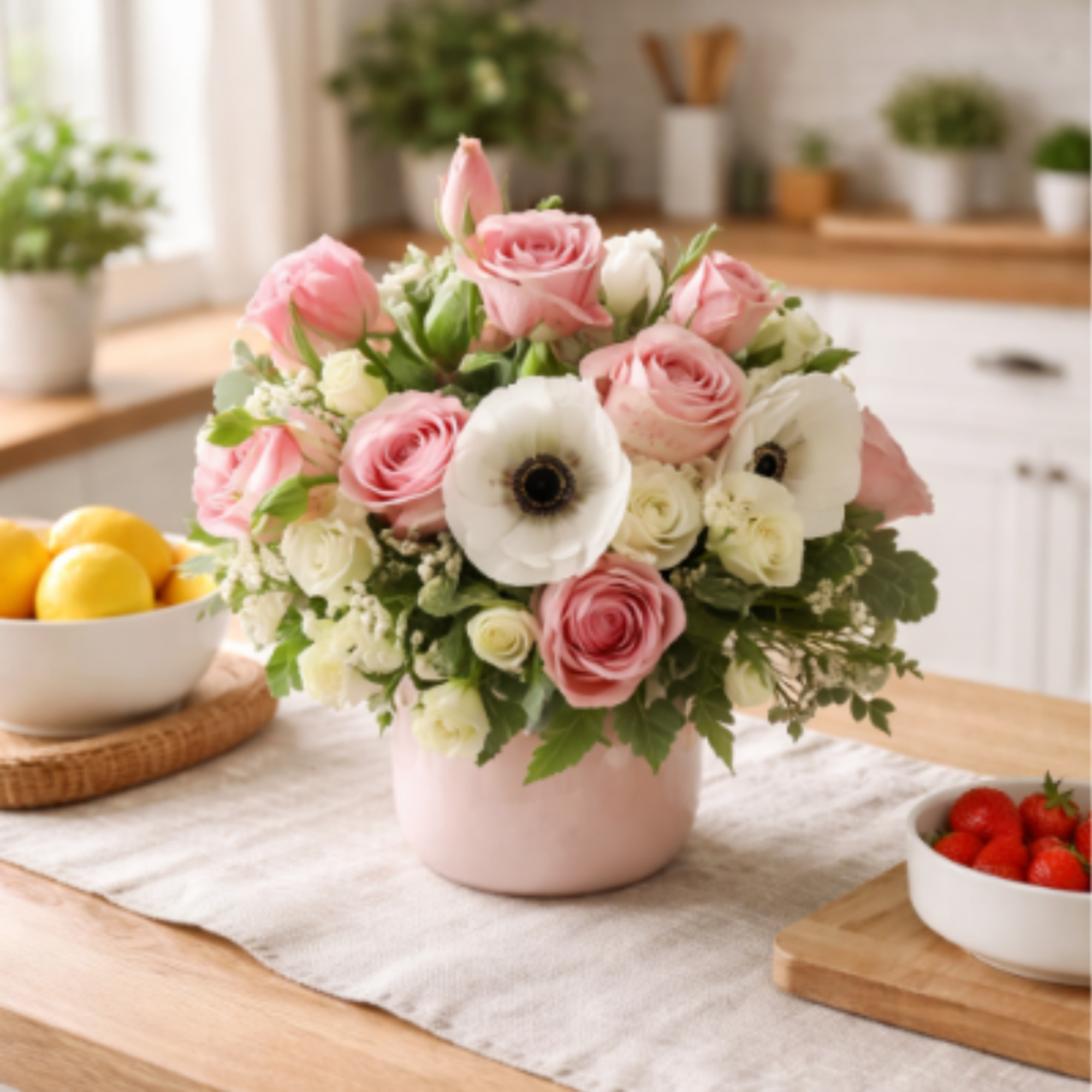 The Rosita Arrangement is a romantic and elegant floral display, artfully designed