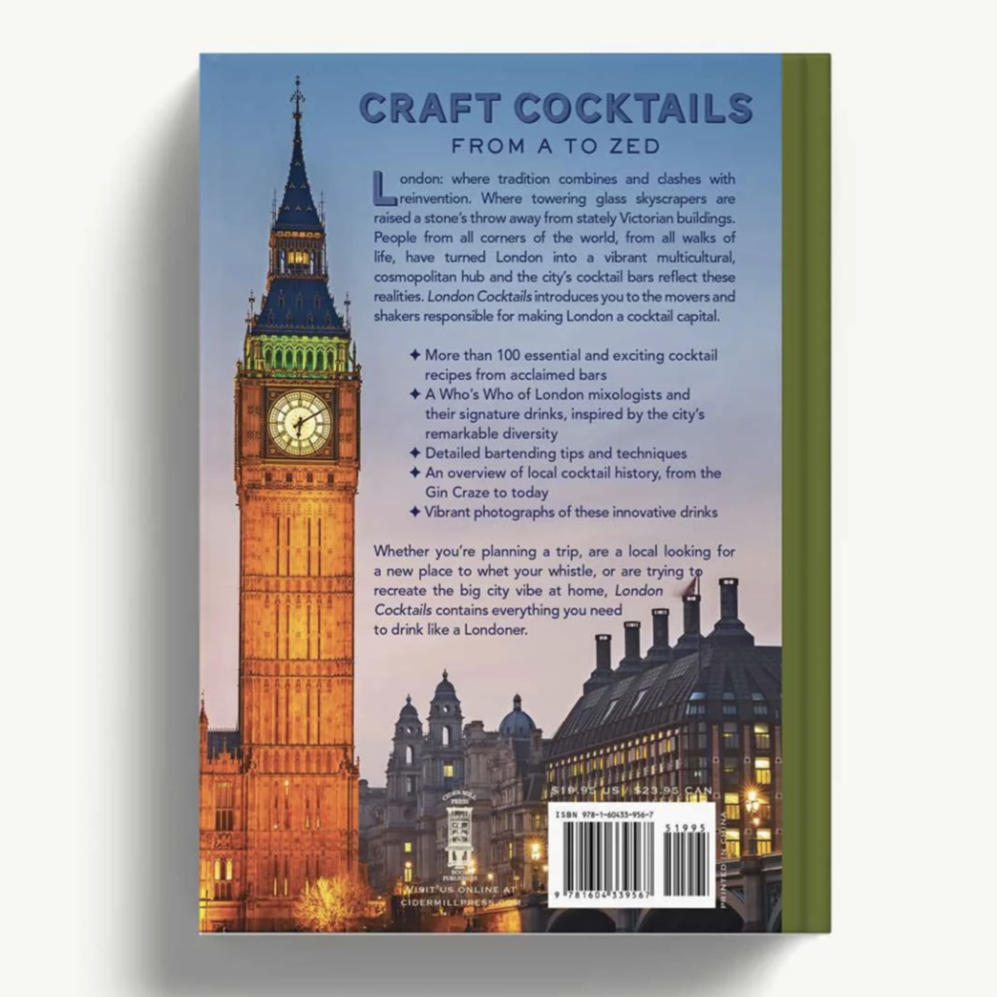 Book cover for Craft Cocktails From A to Zed with Big Ben at dusk