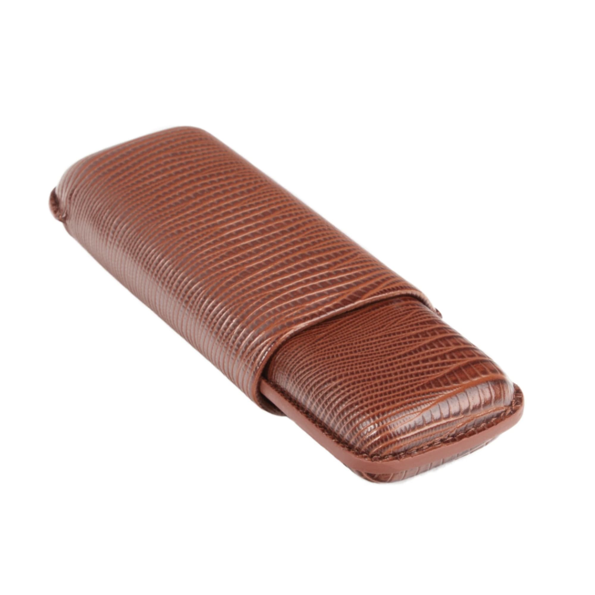 Brown textured leather case on a white background