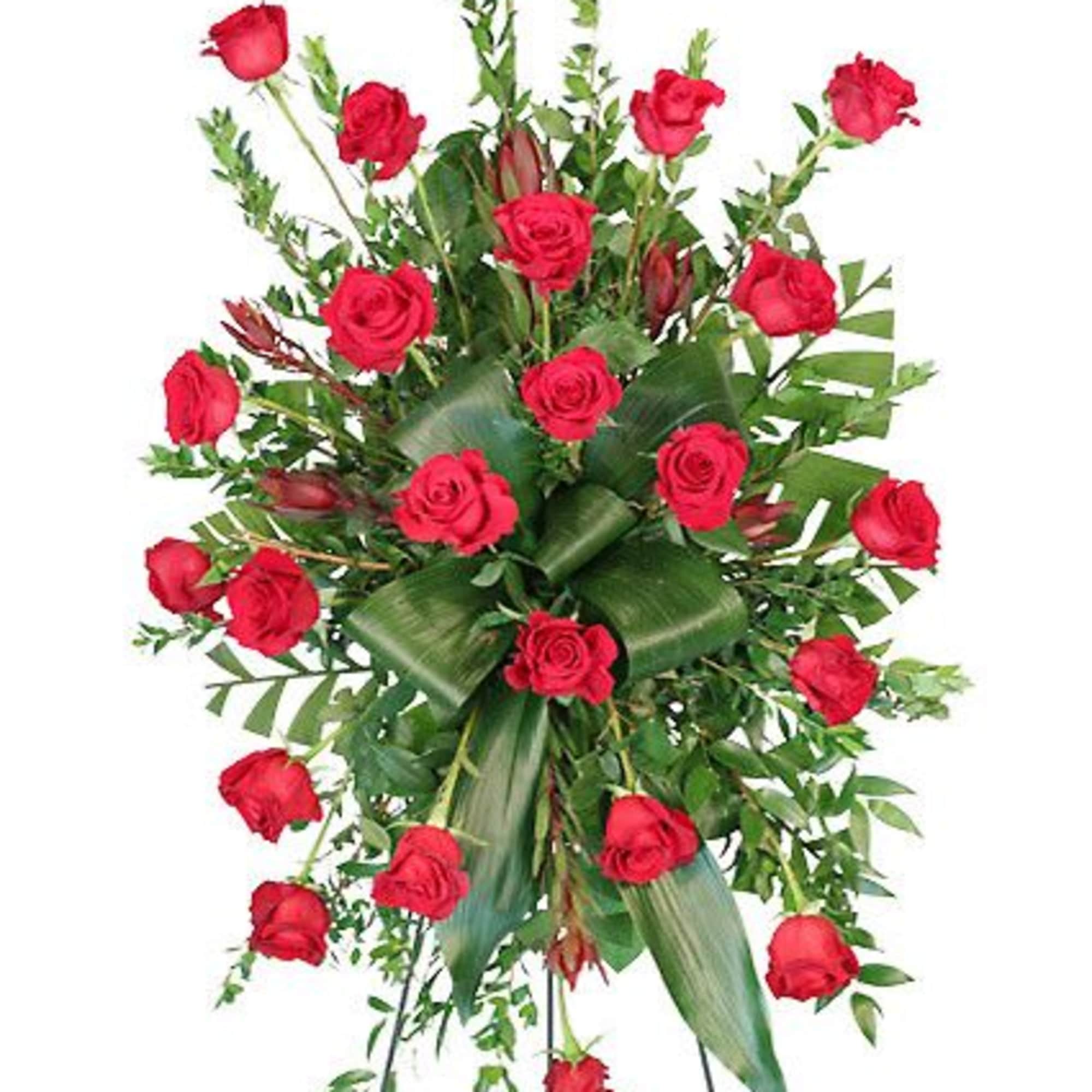 Send your loved one off with a truly classic standing spray filled