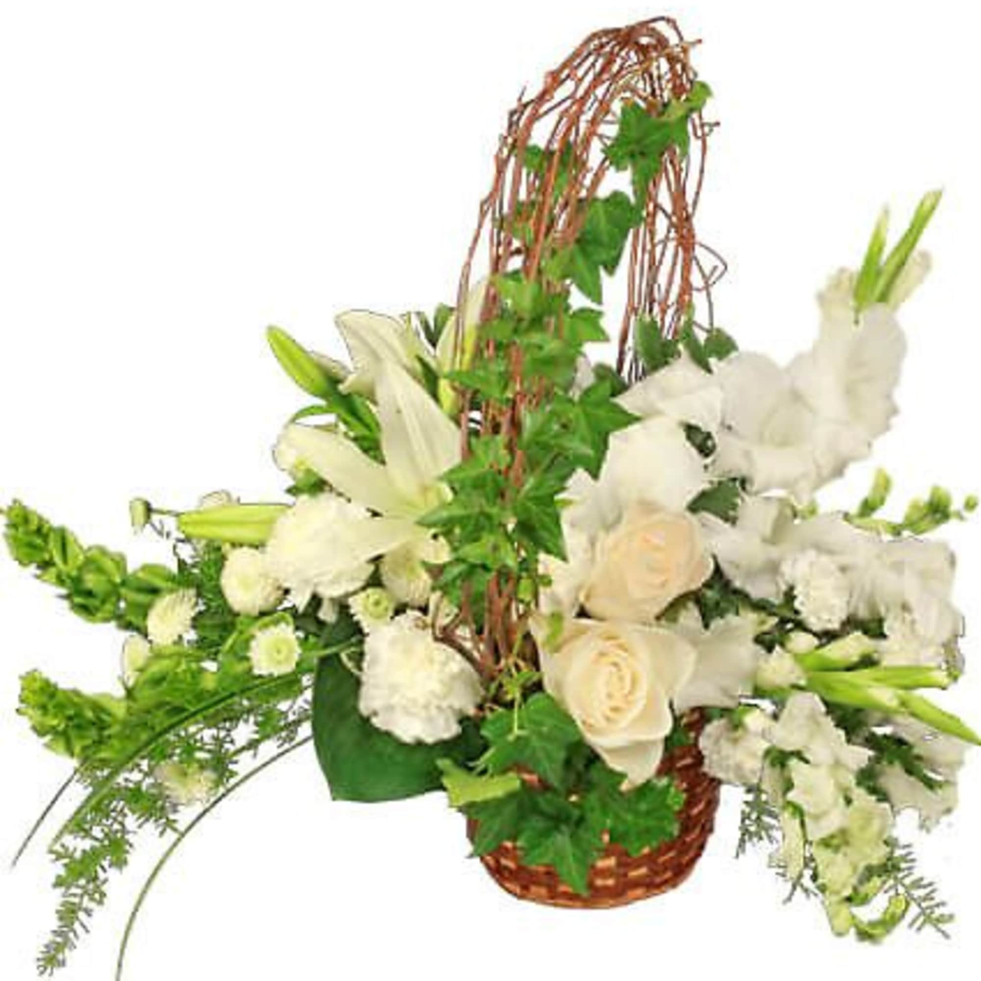 Round Basket With Liner For Wet Floral Foam, Grapevine (Shaped Into A