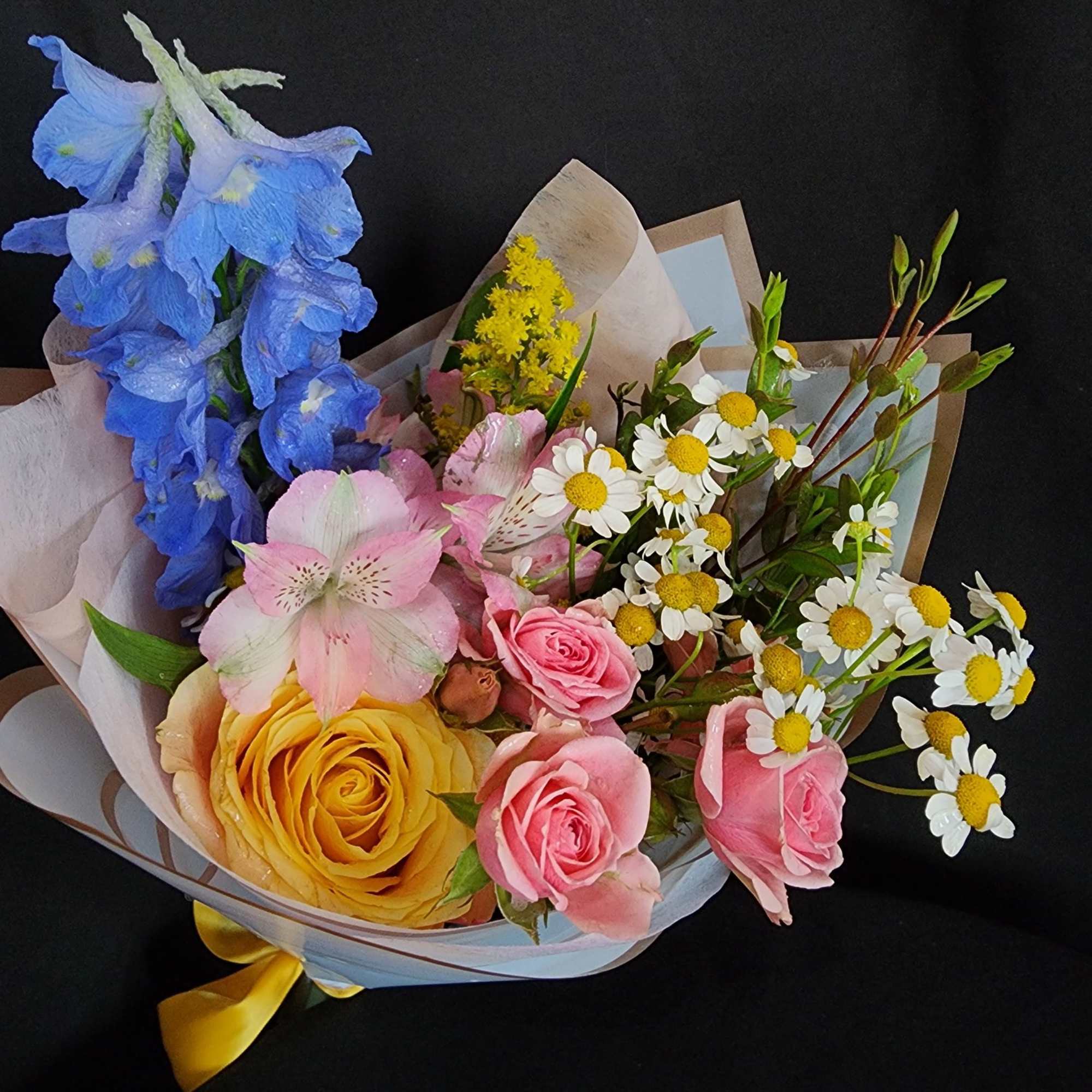 When you have enough vases at home....send a wrapped bouquet of seasonal