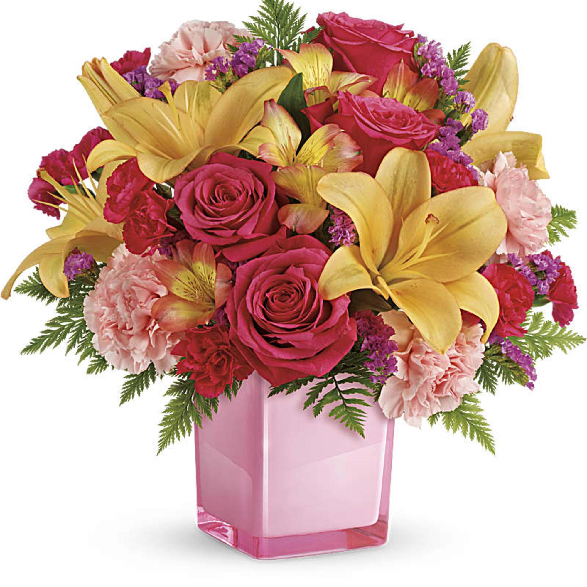 Pop go the petals! This festive, fun-loving mix of flowers is a