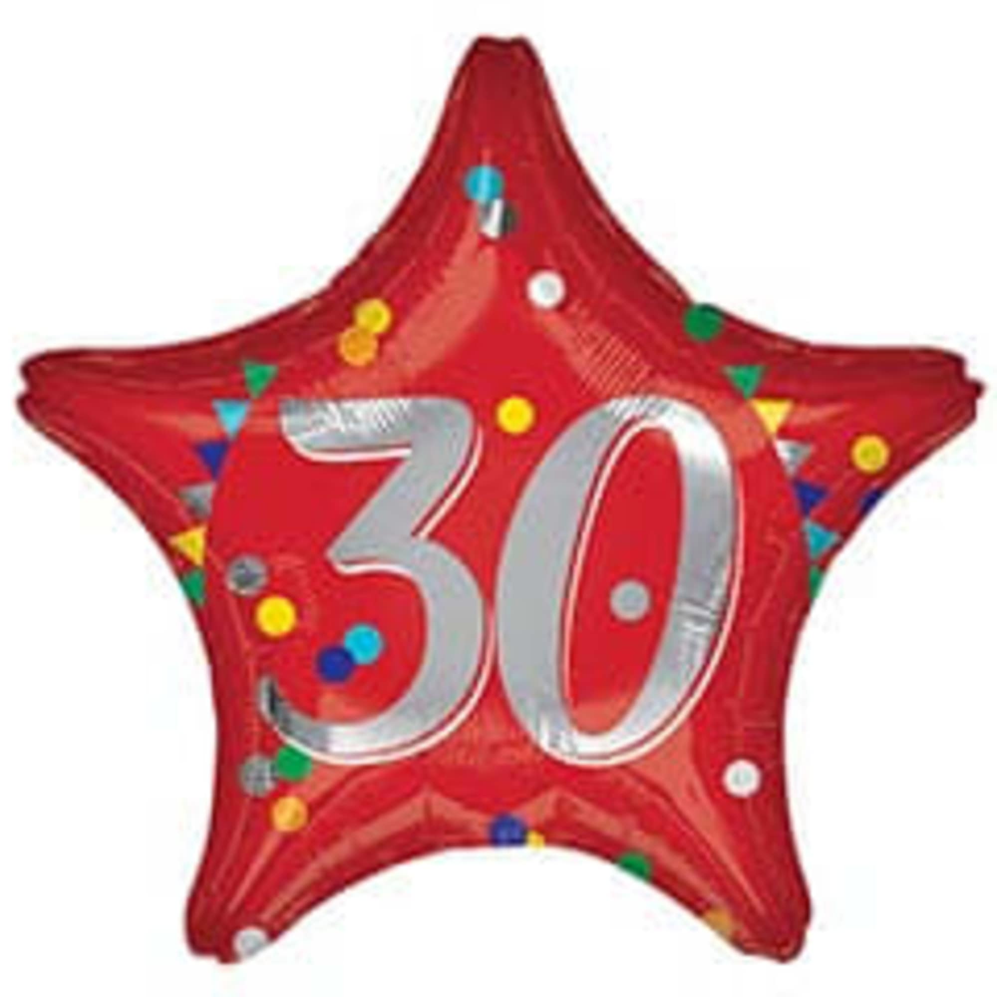 Red star-shaped balloon with the number 30