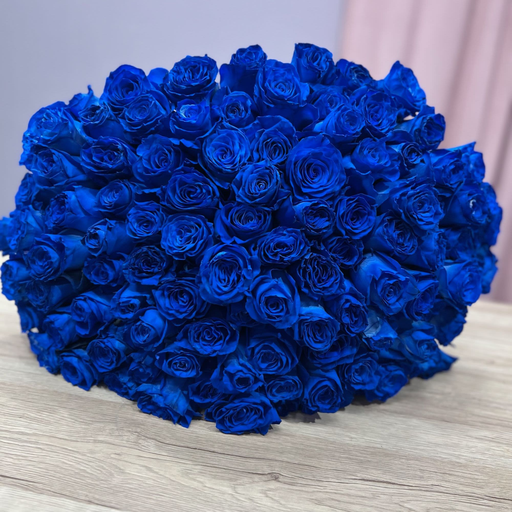 Large bouquet of vivid blue roses