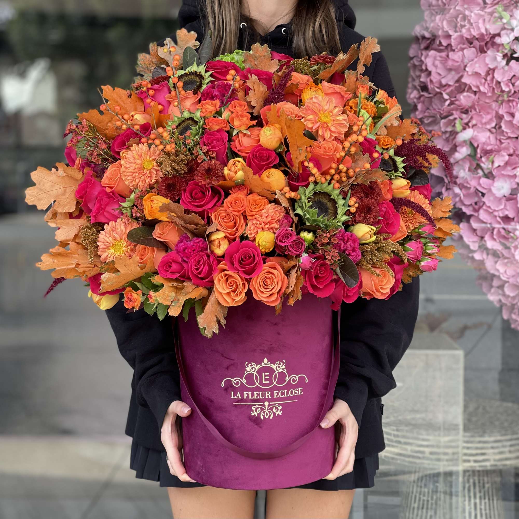 Beautiful fall colors arrangement made in our signature burgundy velvet box
Standard &ndash;, photo 3 of 3