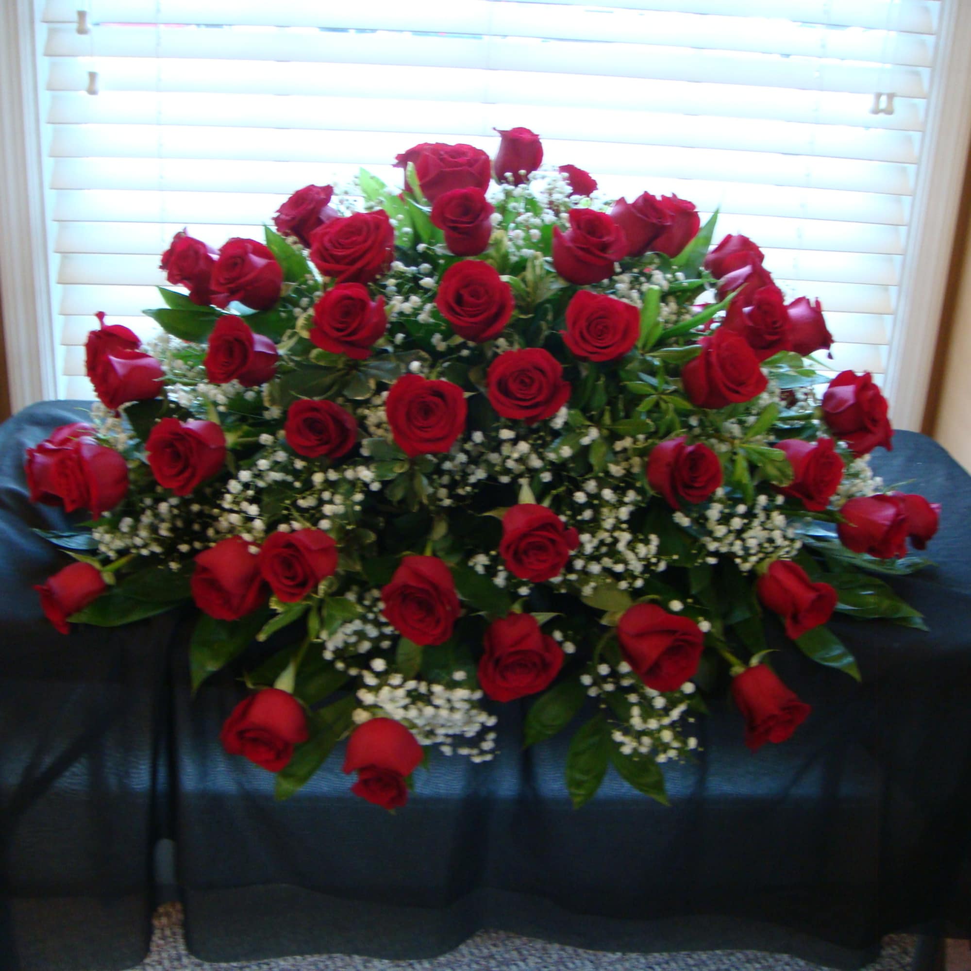 Classic All Red Rose Casket Cover