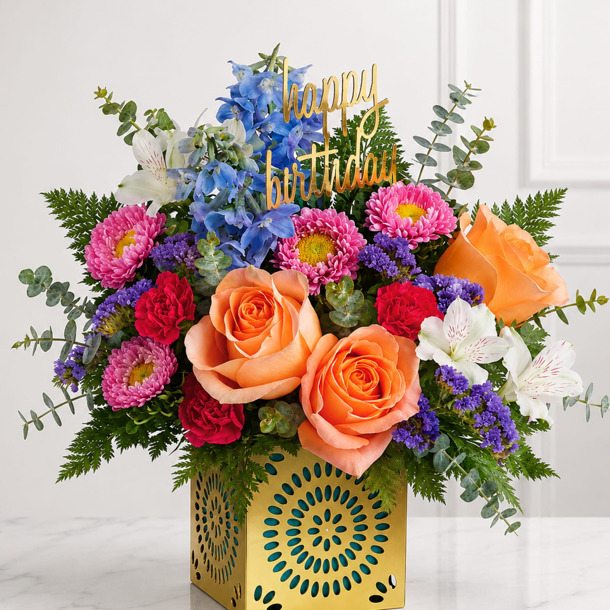 Celebrate their special day with the Golden Celebration Bloom Cube&trade;, a vibrant