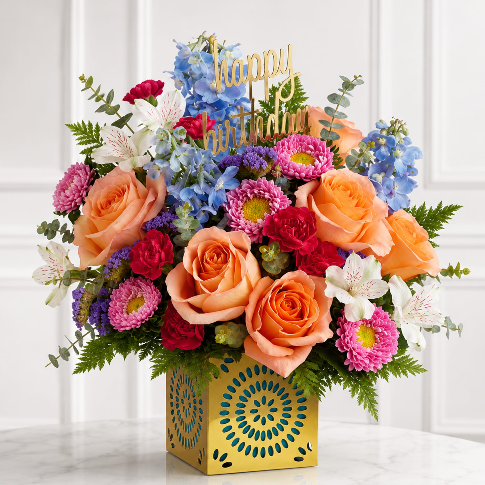 Celebrate their special day with the Golden Celebration Bloom Cube&trade;, a vibrant