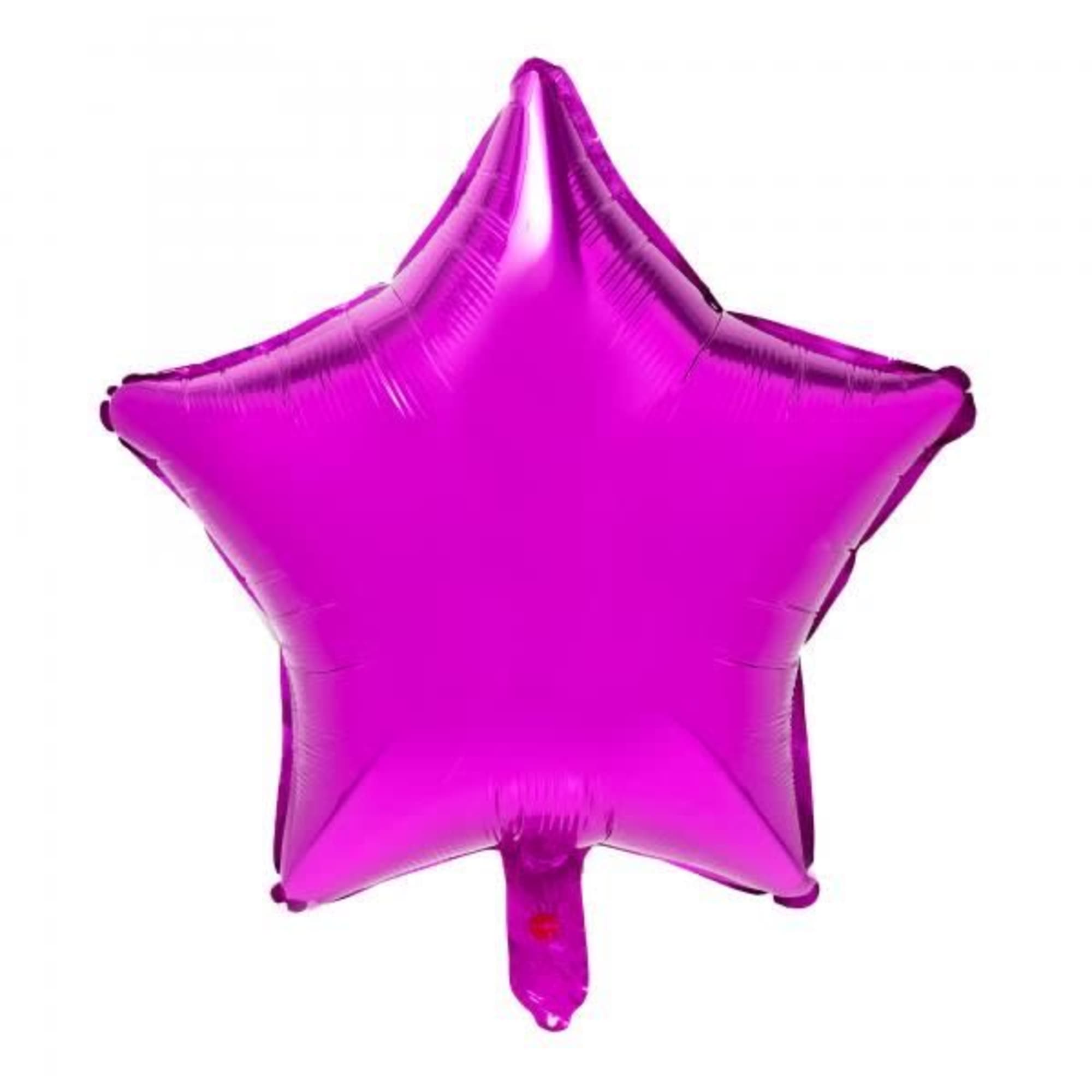 Pink star-shaped foil balloon on a white background