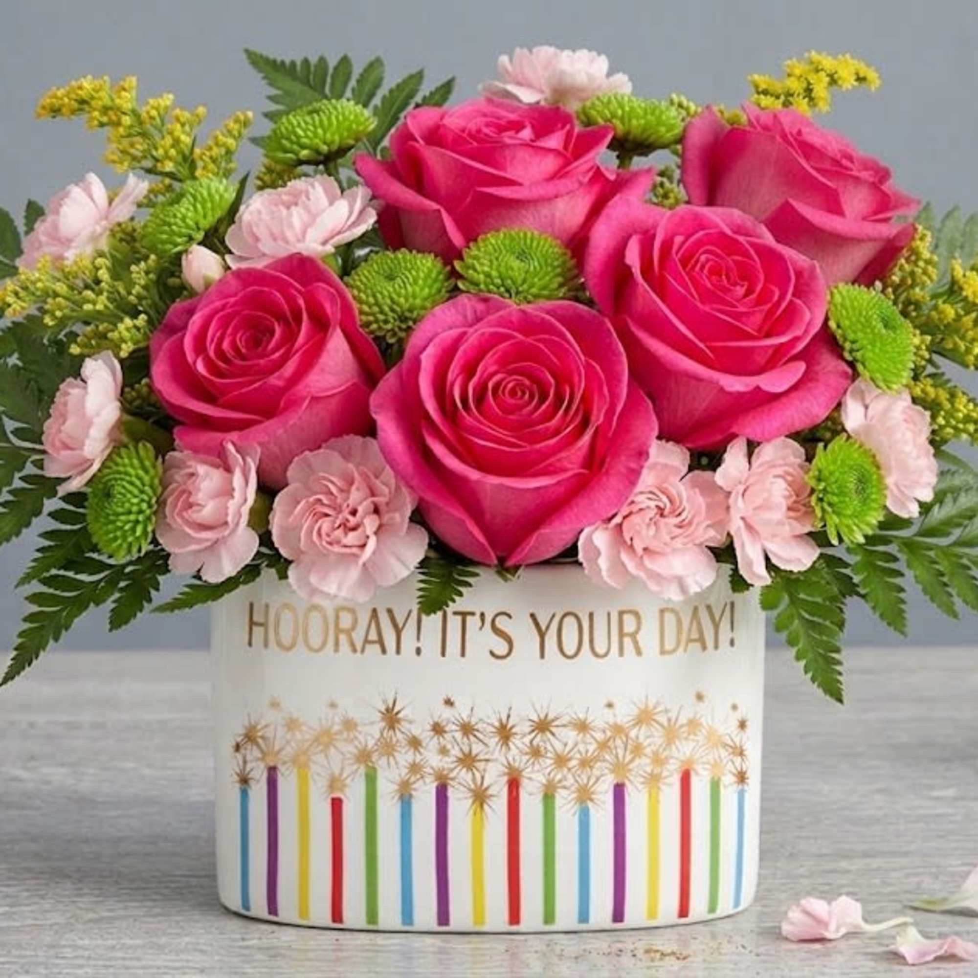 Bright, celebratory, and immediately joyful-the Hooray! Bright Blush flower arrangement is a