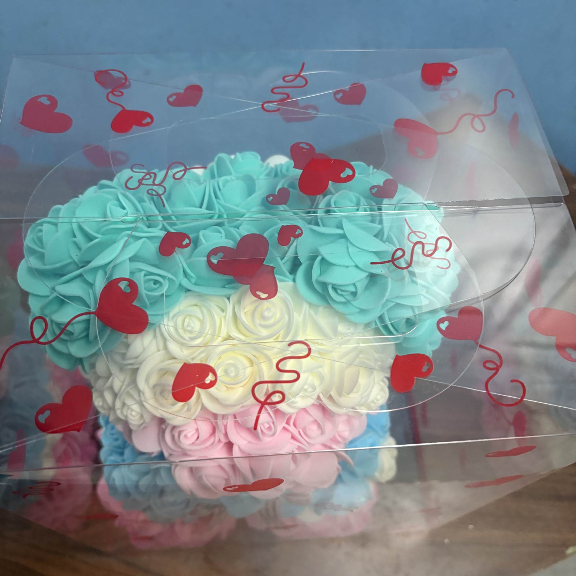 Soft pastel rose blooms sculpted into a playful teddy-bear shape make this, photo 4 of 4