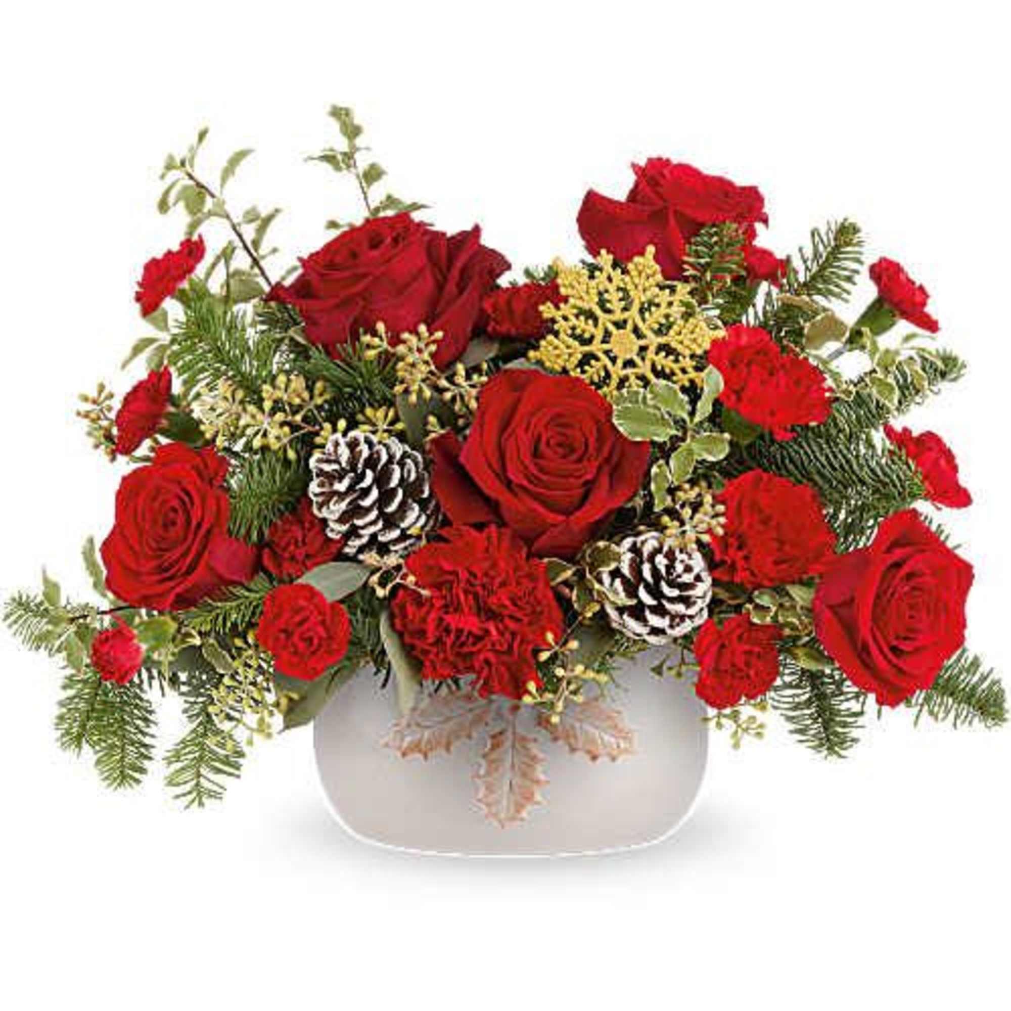 Teleflora's Holly Season Bouquet is full of festive charm! Red roses and