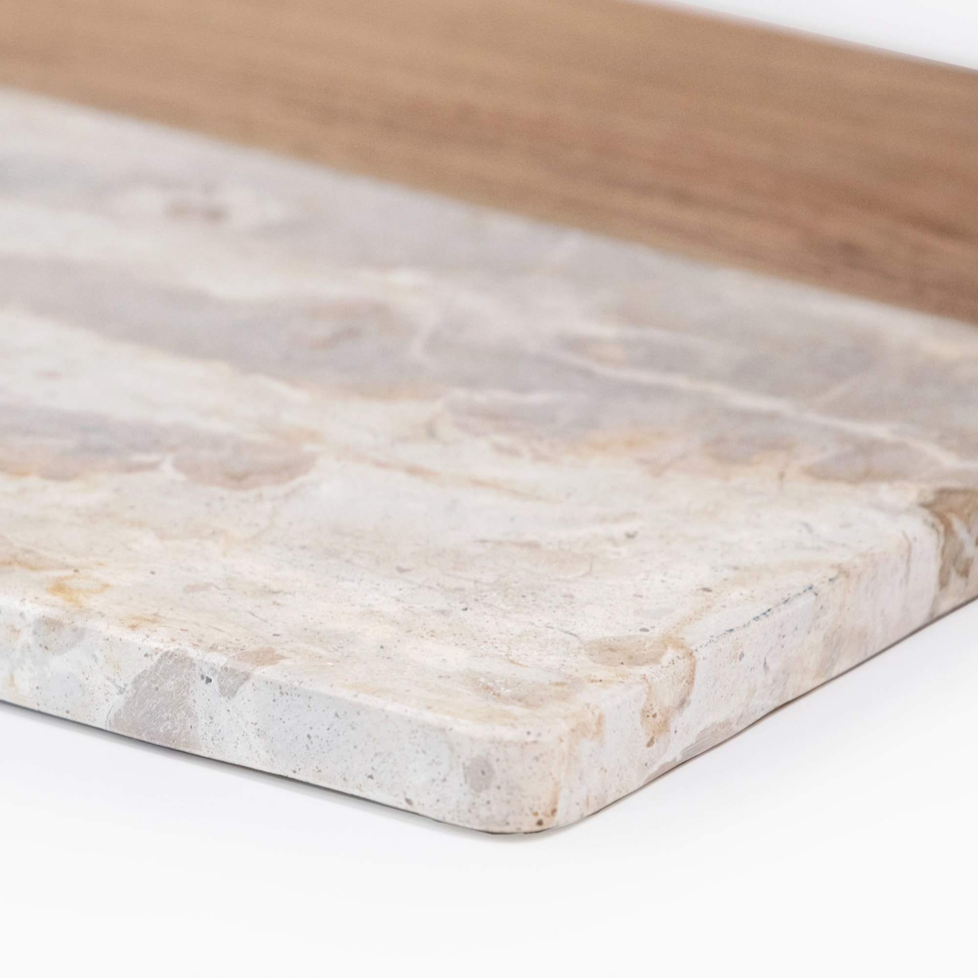 Marble-look rectangular slab with rounded corners
