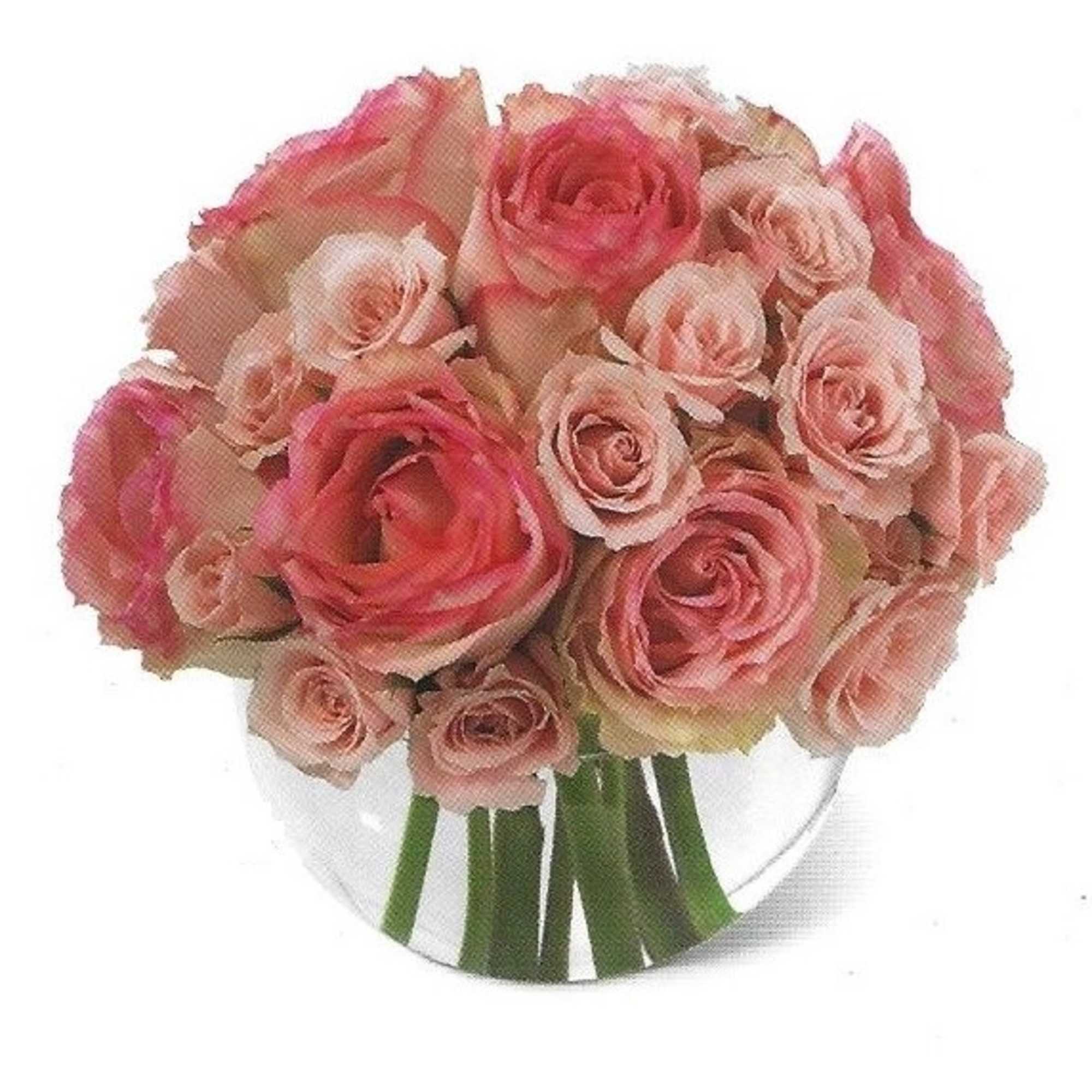 Bouquet of pink and blush roses with long stems