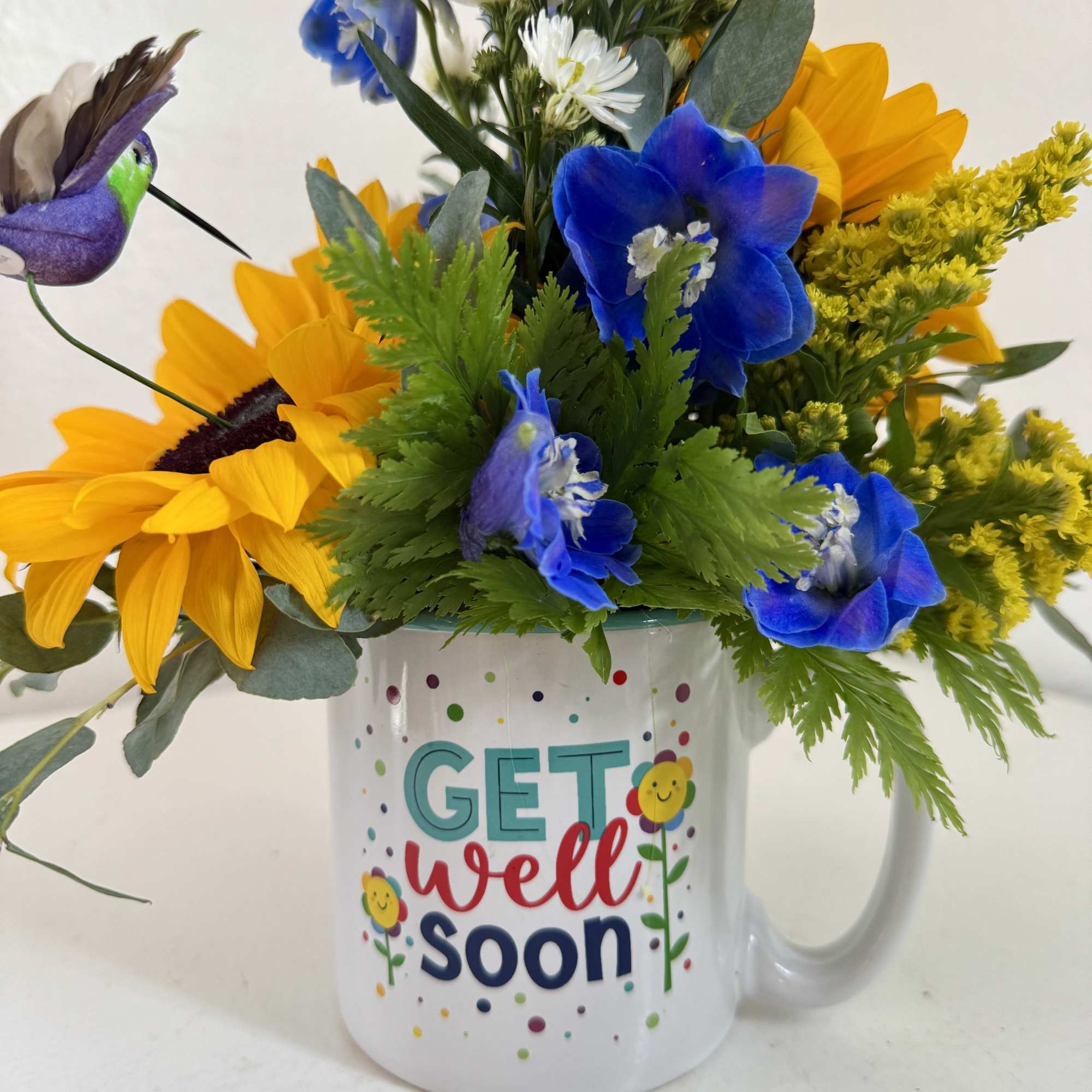 A unisex reusable mug with "Get Well Soon" on both sides filled, photo 2 of 2