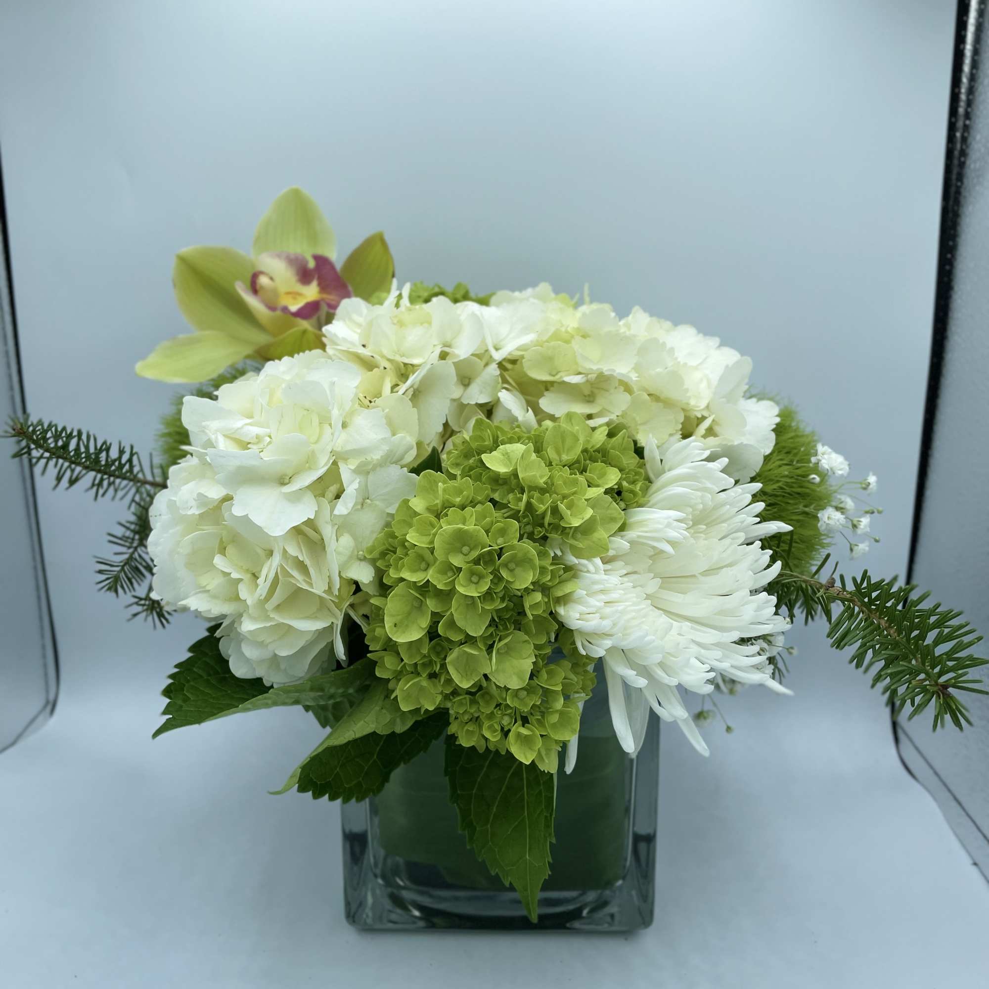 This arrangement is a calming, peaceful gesture that's perfect for any occasion.