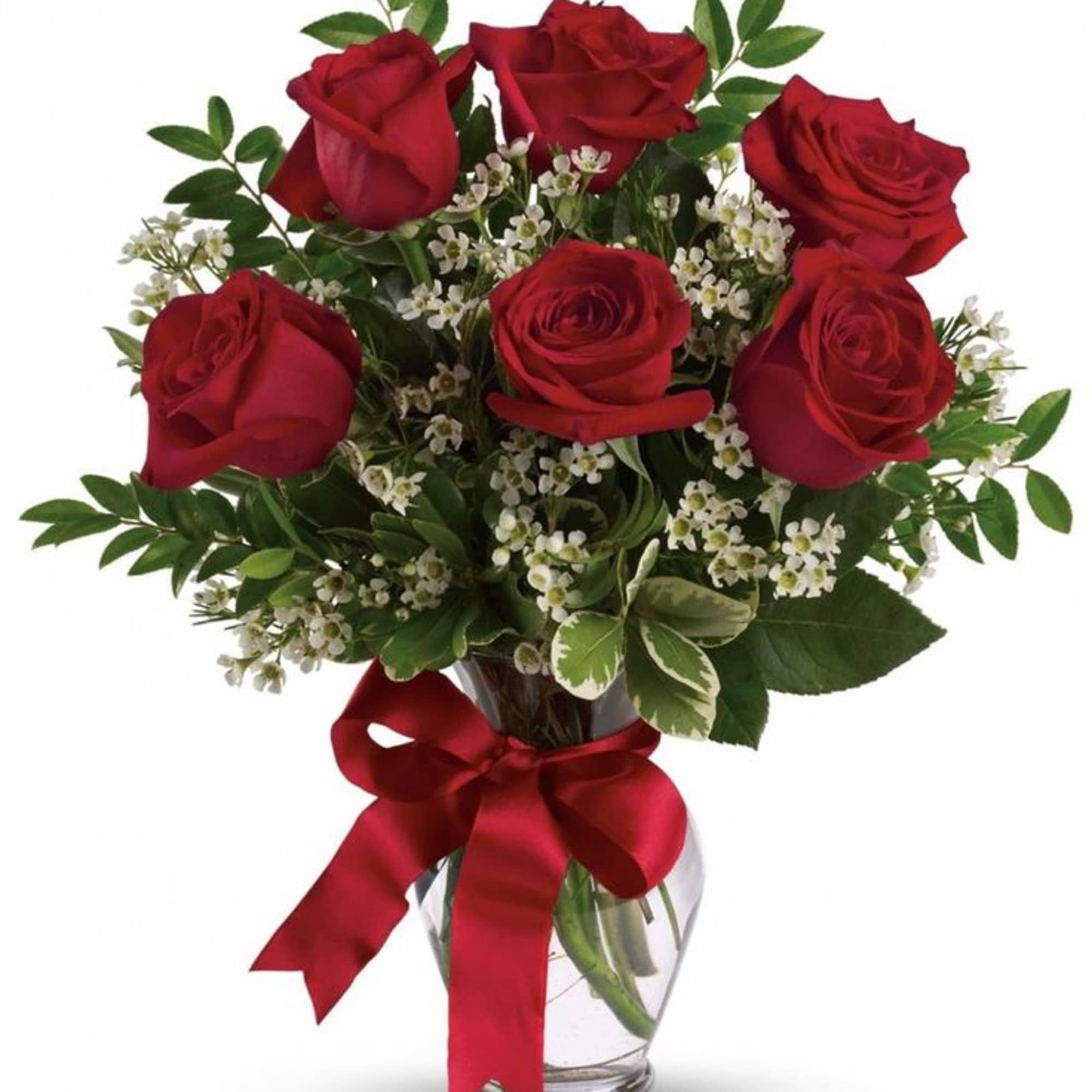 A  gorgeous bouquet of 6 premium roses.  
Beautiful red roses