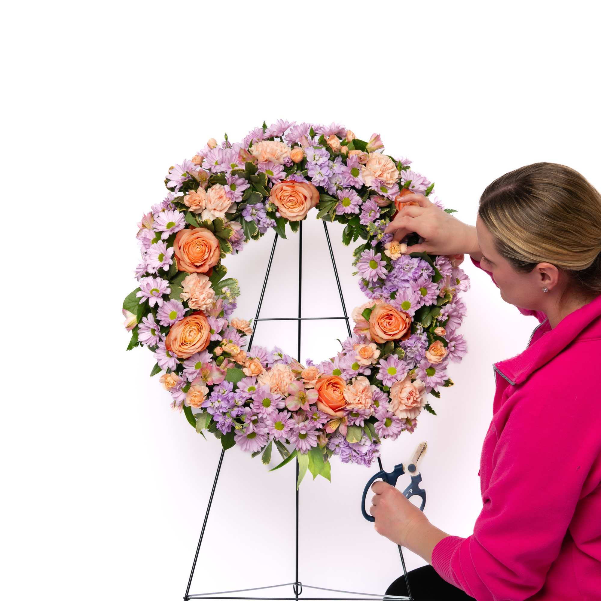 Soft and comforting, this pastel wreath is designed to bring a gentle