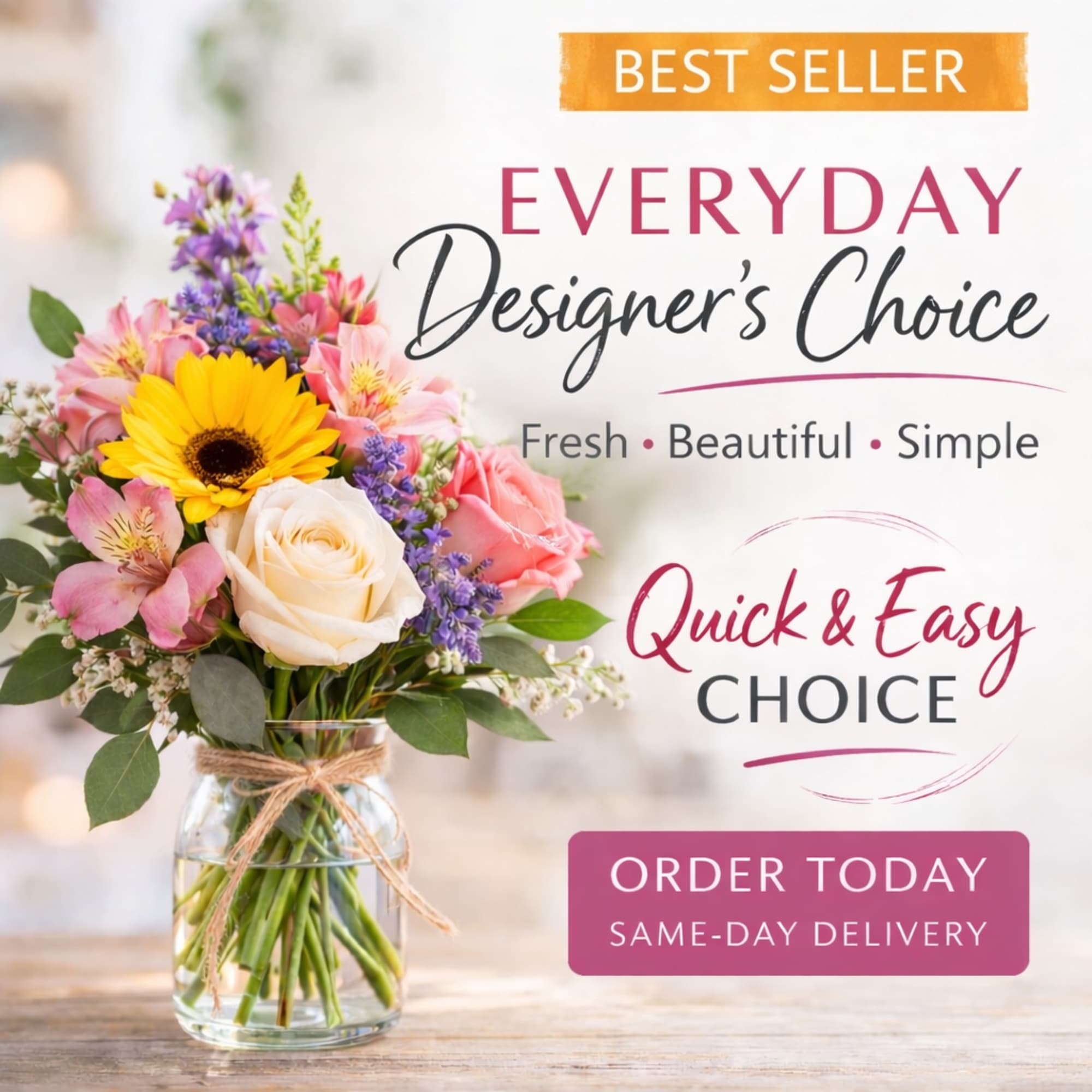 Let our designers create a fresh, beautiful arrangement using the best seasonal