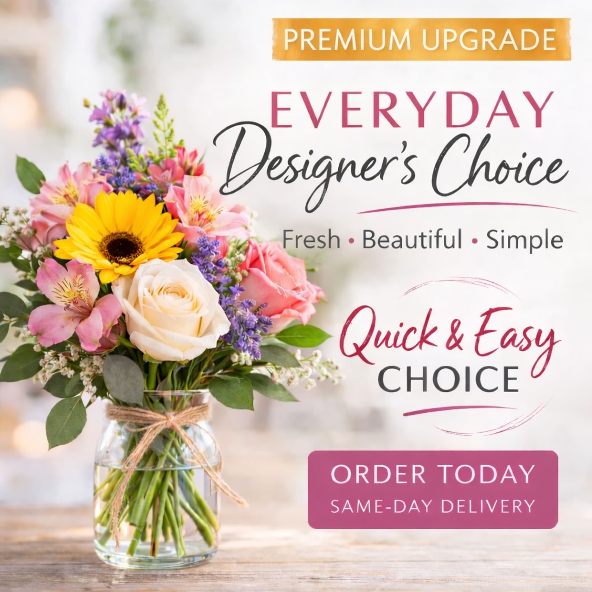 Let our designers create a fresh, beautiful arrangement using the best seasonal
