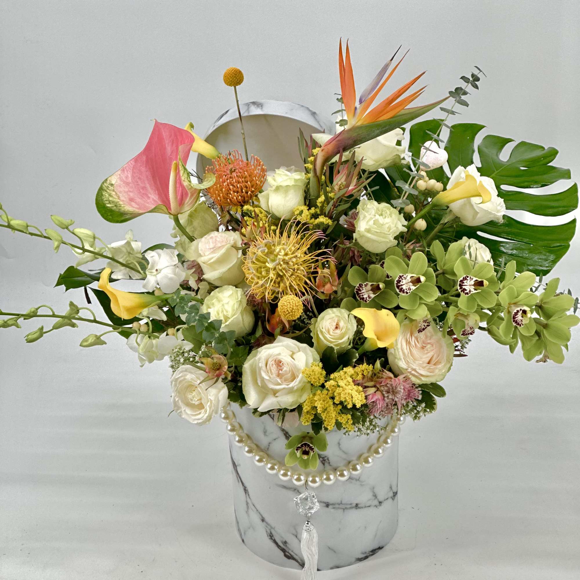 An exquisite ,one - of -a -kind floral arrangement designed for those