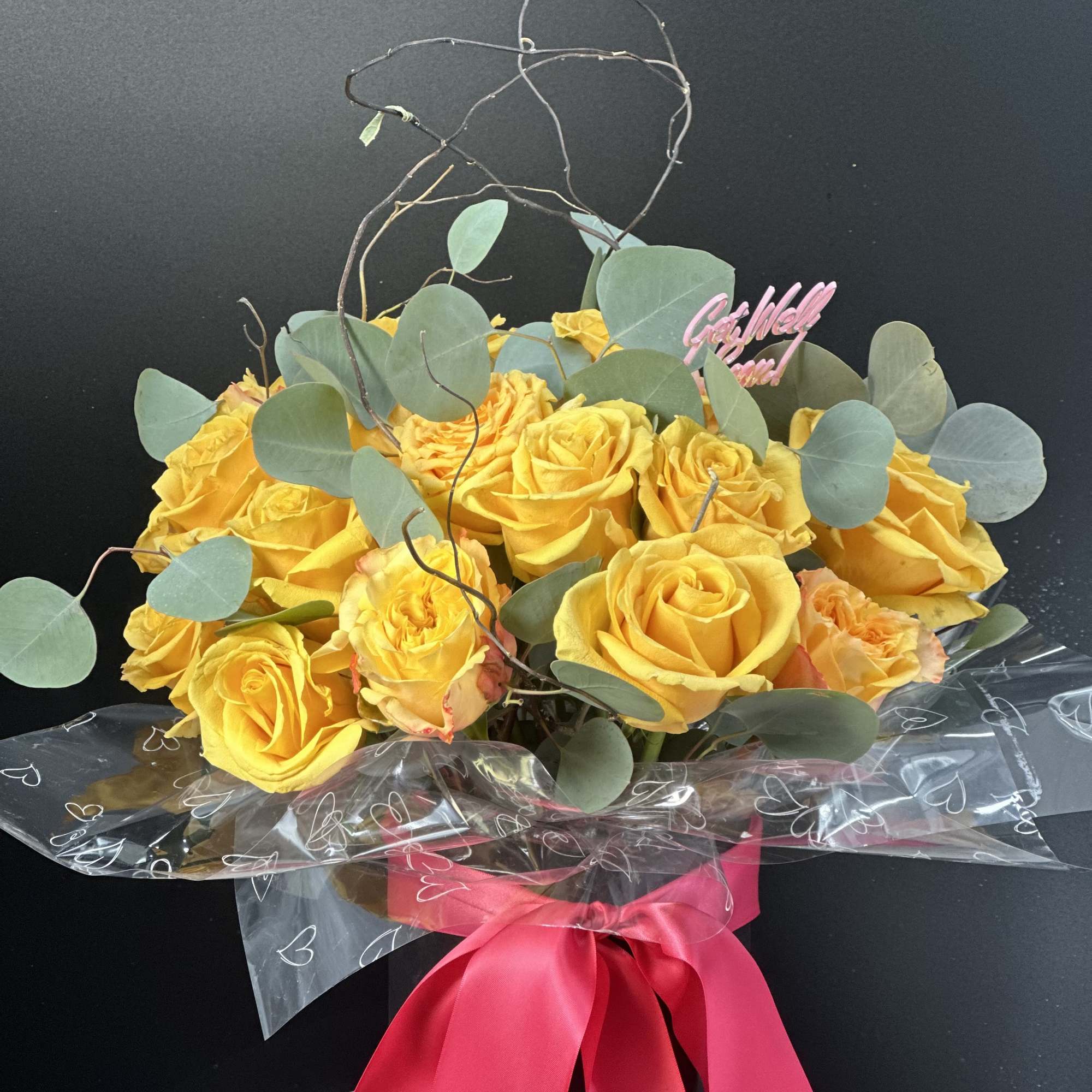 Beautiful yellow roses , greenery and flowers box is a great combination