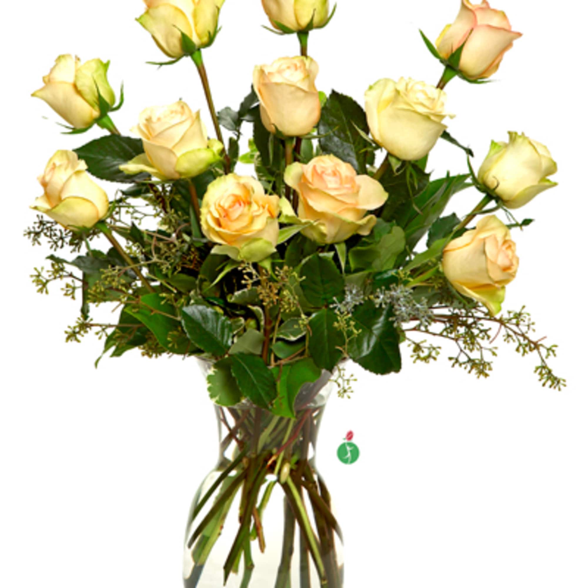 Cream roses can have many meanings. A bouquet of a dozen cream