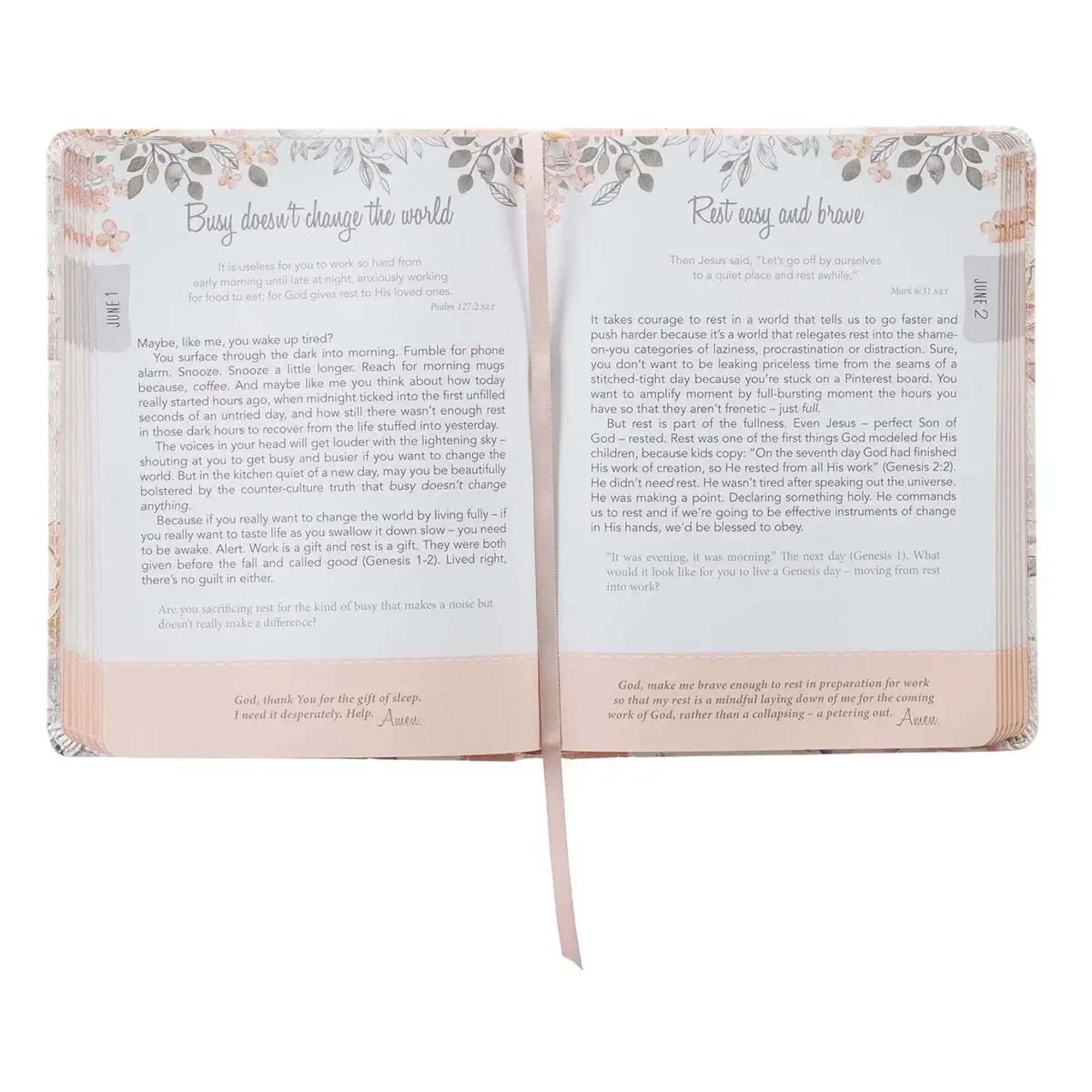 The faux leather edition of the Walking in Grace Devotional holds 366