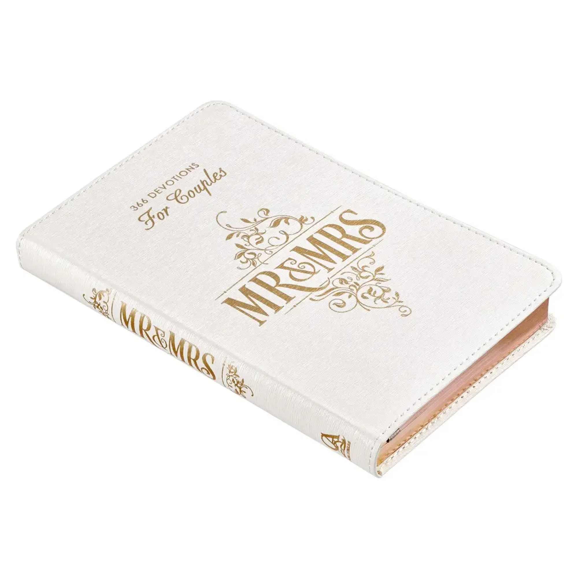 The Mr. &amp; Mrs. 366 Devotions for Couples White Faux Leather Devotional
