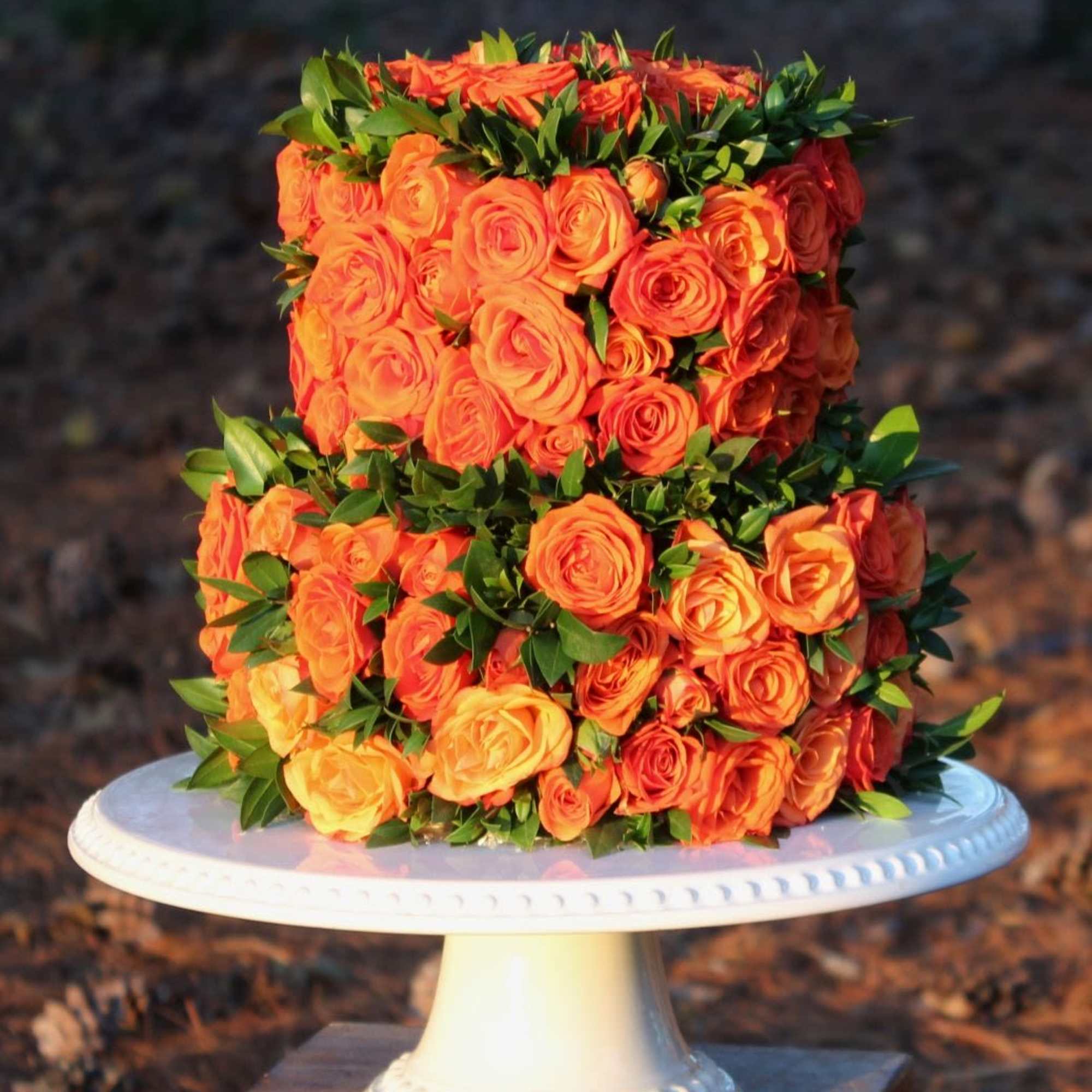 A delightful floral arrangement designed to look like a festive birthday cake!, photo 2 of 2