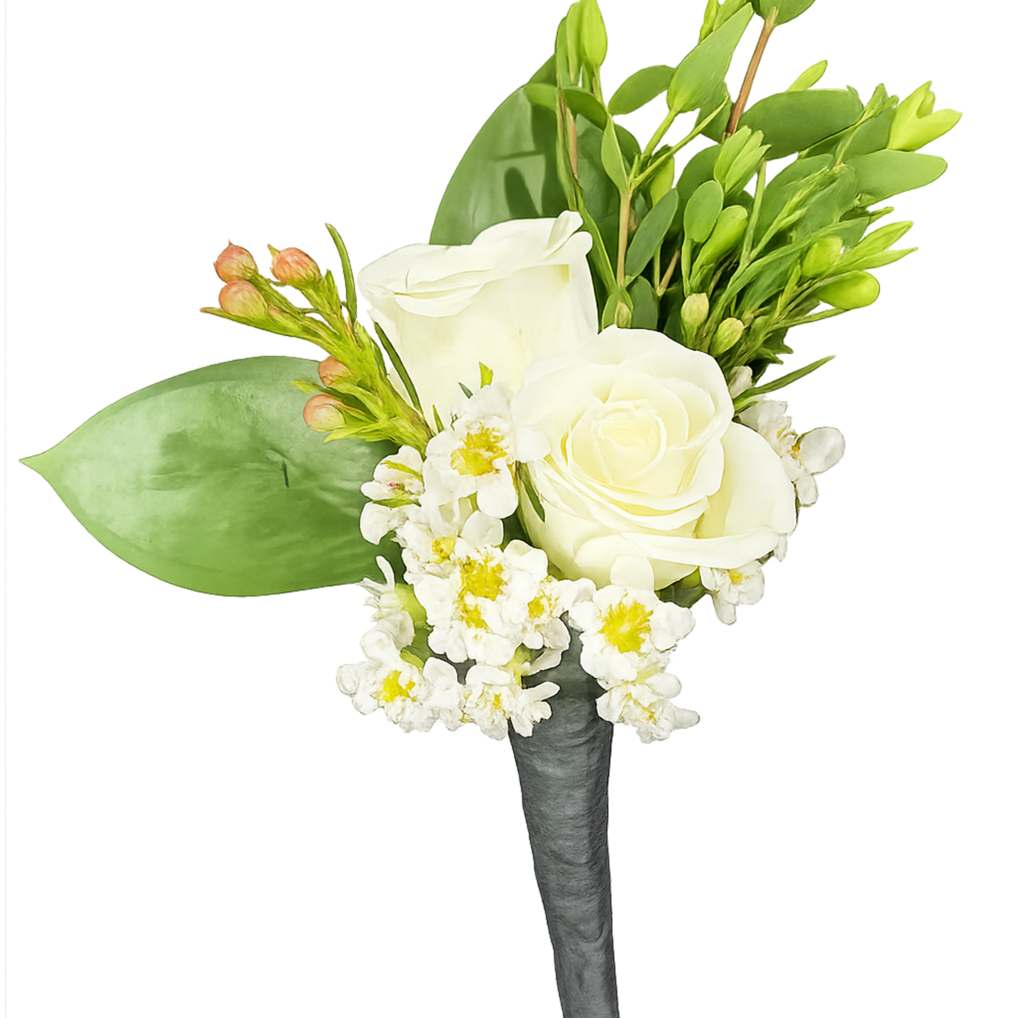 A classic white boutonni&egrave;re that compliments any suit. A perfect addition for