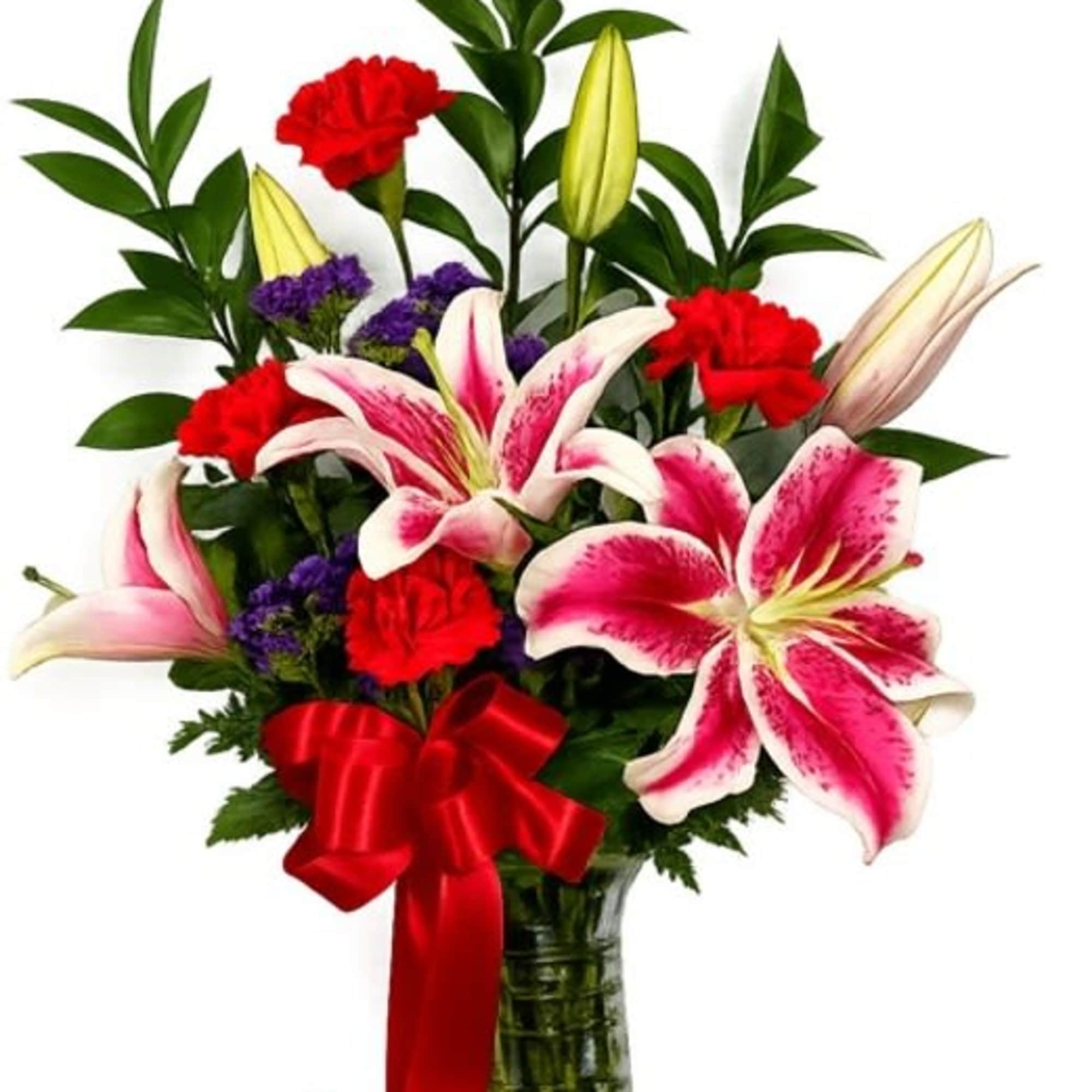These amazing lilies are sure to delight!  Beautiful pink lilies, red