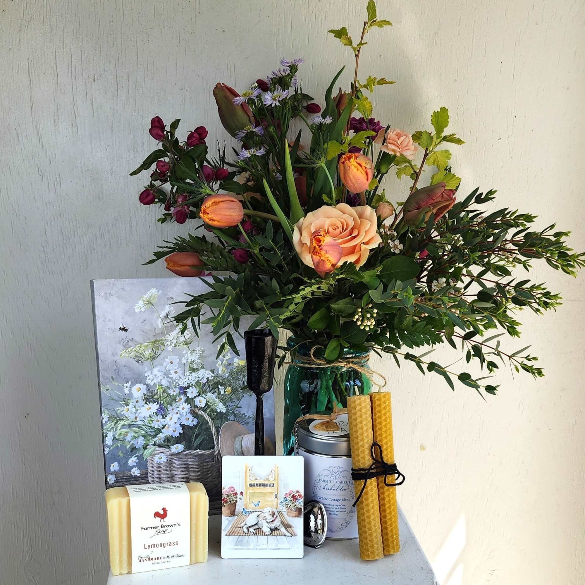 We are a small studio florist in a small town. Every bouquet