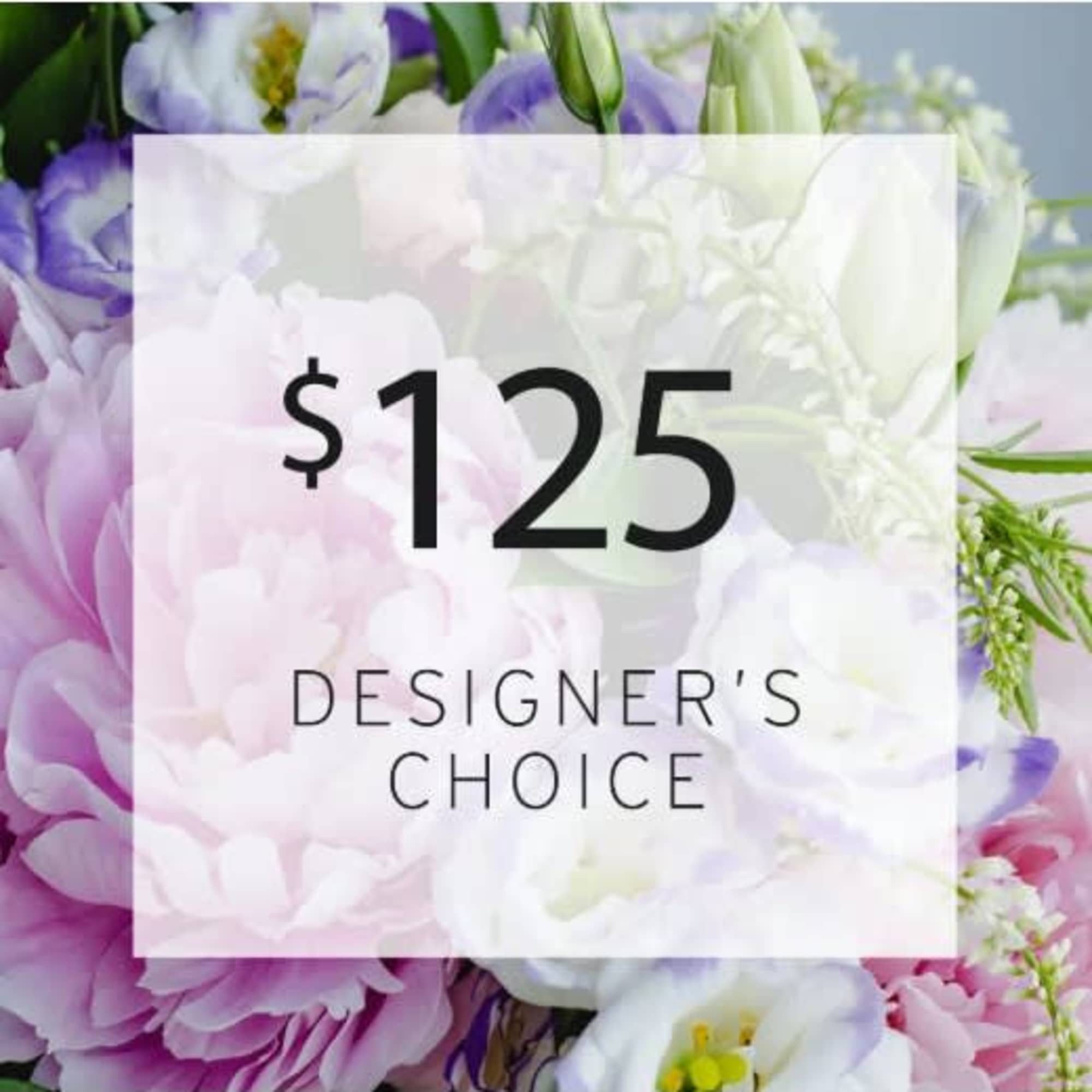 Designer’s choice floral arrangement with pink, white, and purple blooms