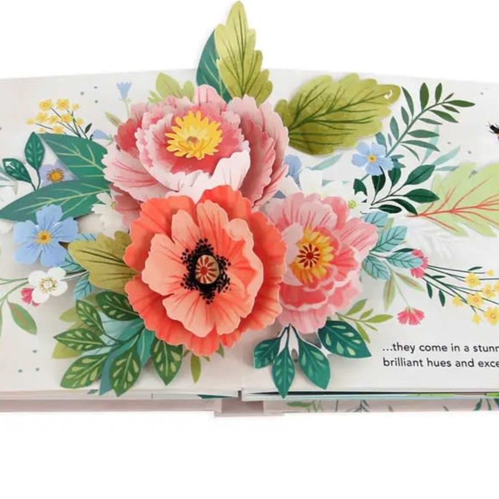 Pop-up card with layered paper flowers and leaves