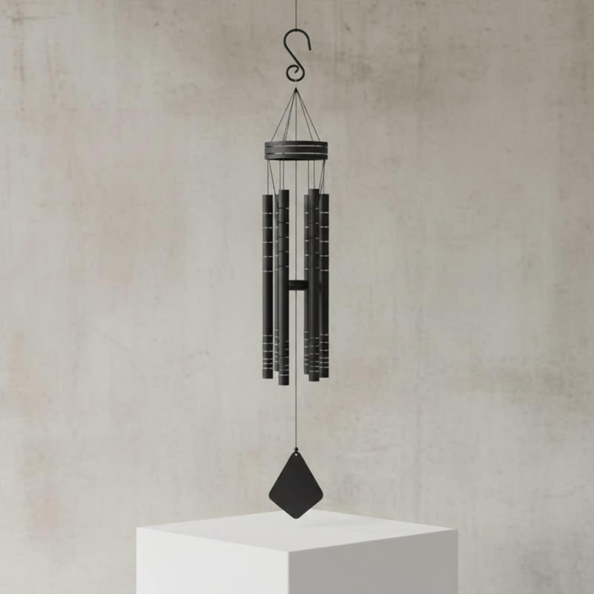 Aluminum chimes ring out a lovely tune. 
The chime clapper is made