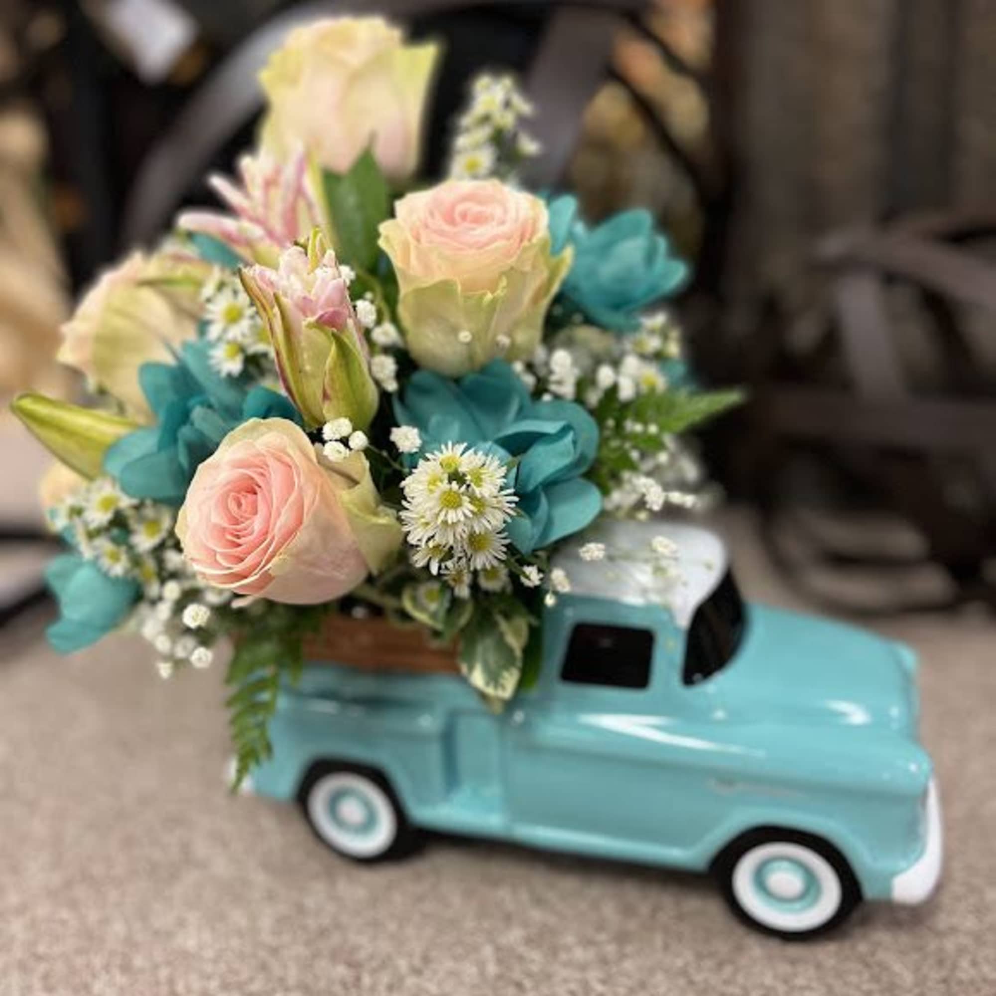 This cute keepsake ceramic vintage truck is filled with a variety of