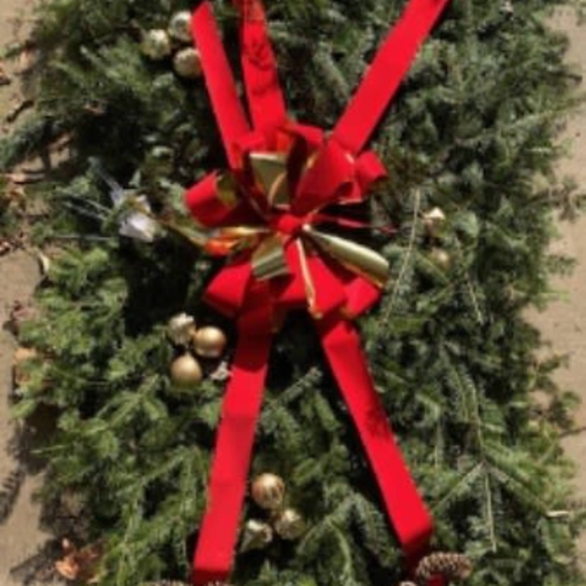 Decorated fresh greens grave blanket- Decorations may be different then shown. May, photo 2 of 4